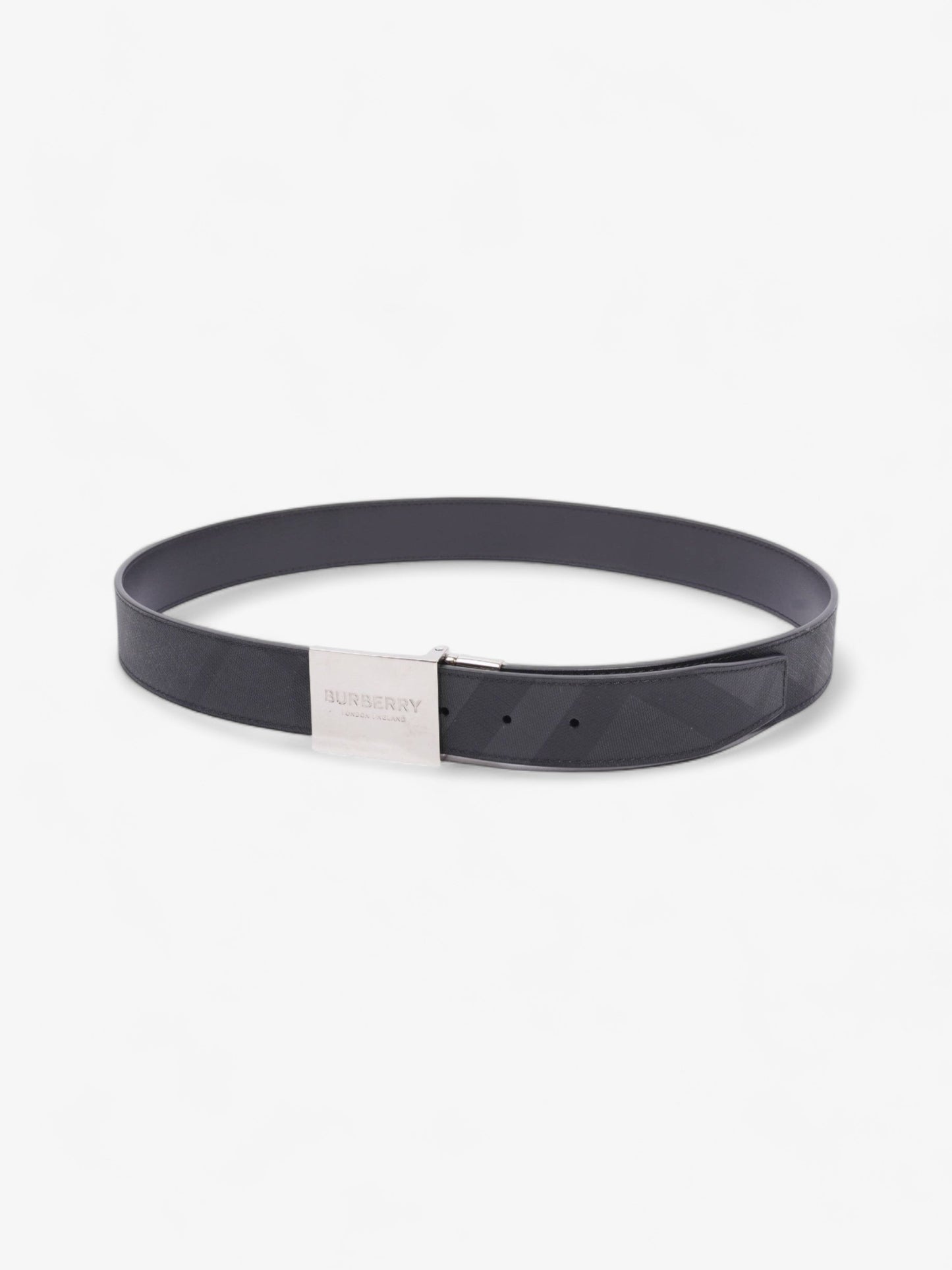 Burberry Plaque Buckle Belt Black / Dark Charcoal Leather 95cm 38"