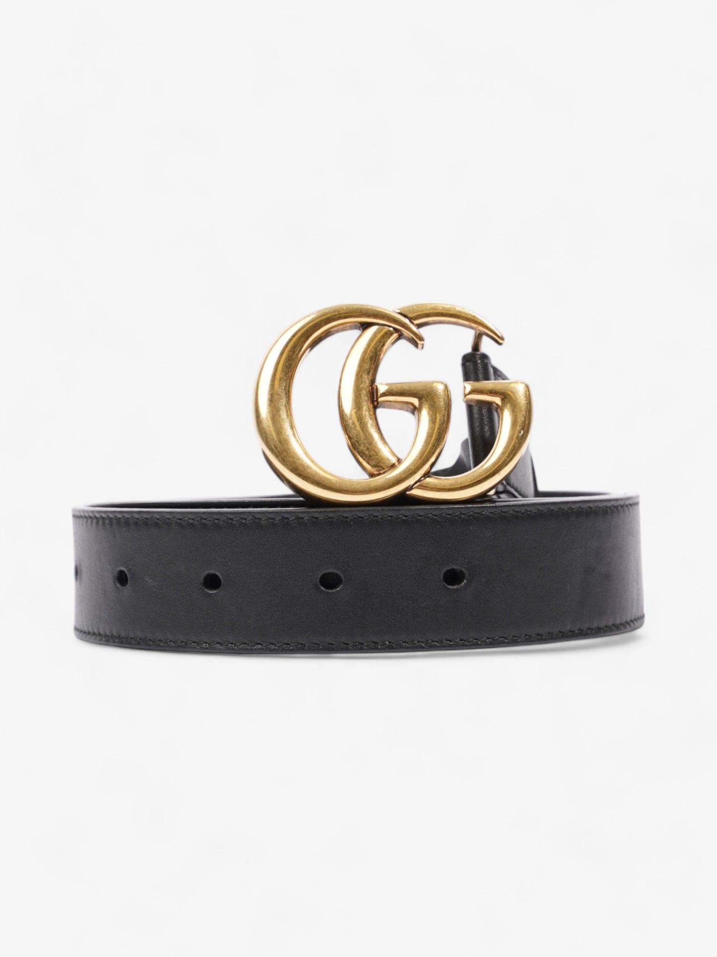 Gucci GG Marmont Belt Black / Gold Leather 70cm / 28"