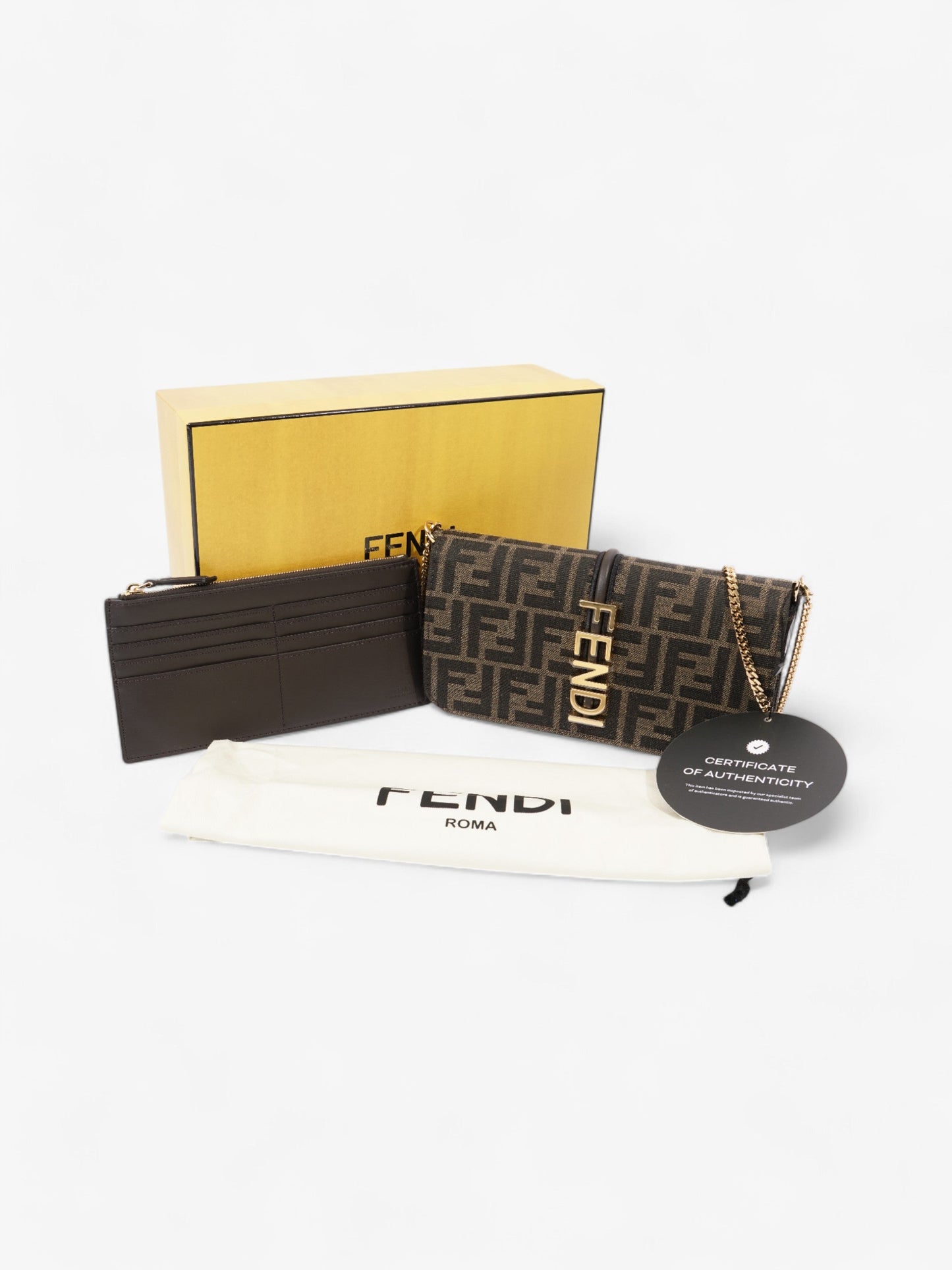 Fendi Fendigraphy Wallet on Chain Tobacco / Brown Fabric