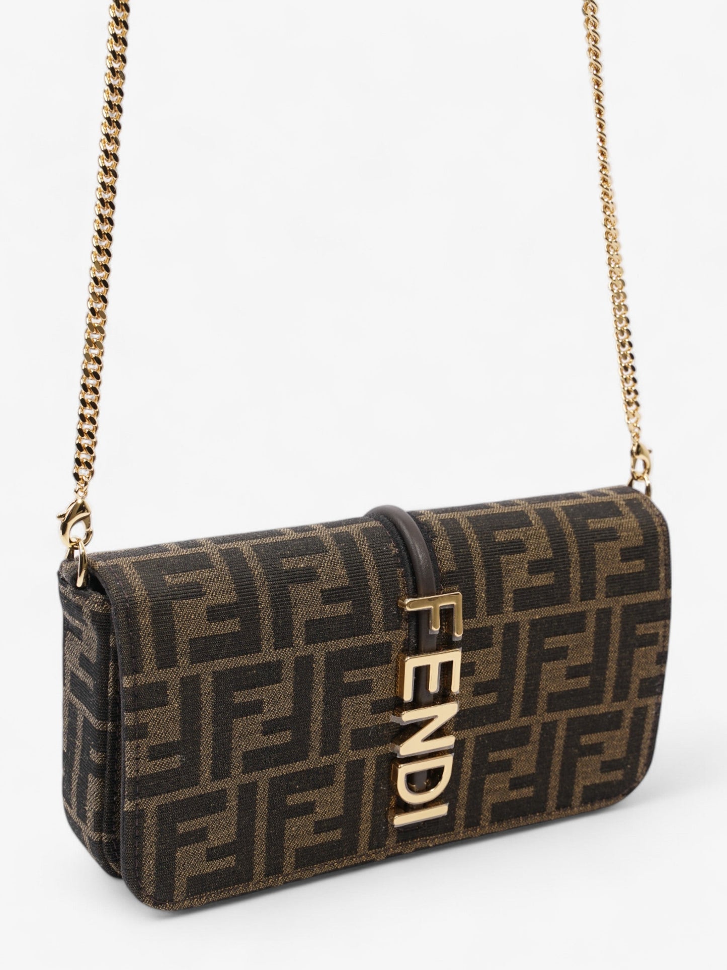 Fendi Fendigraphy Wallet on Chain Tobacco / Brown Fabric