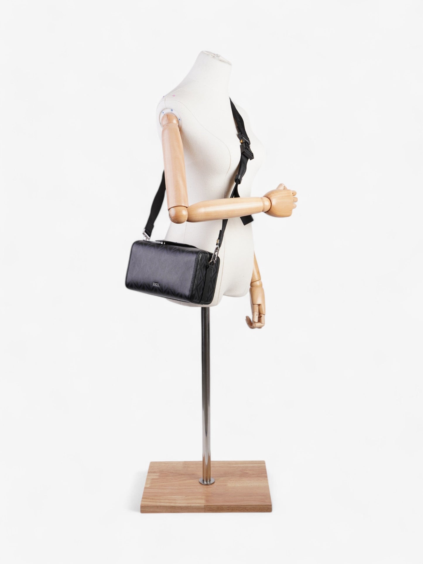 Christian Dior Pouch Saddle Duffle Black Coated Canvas