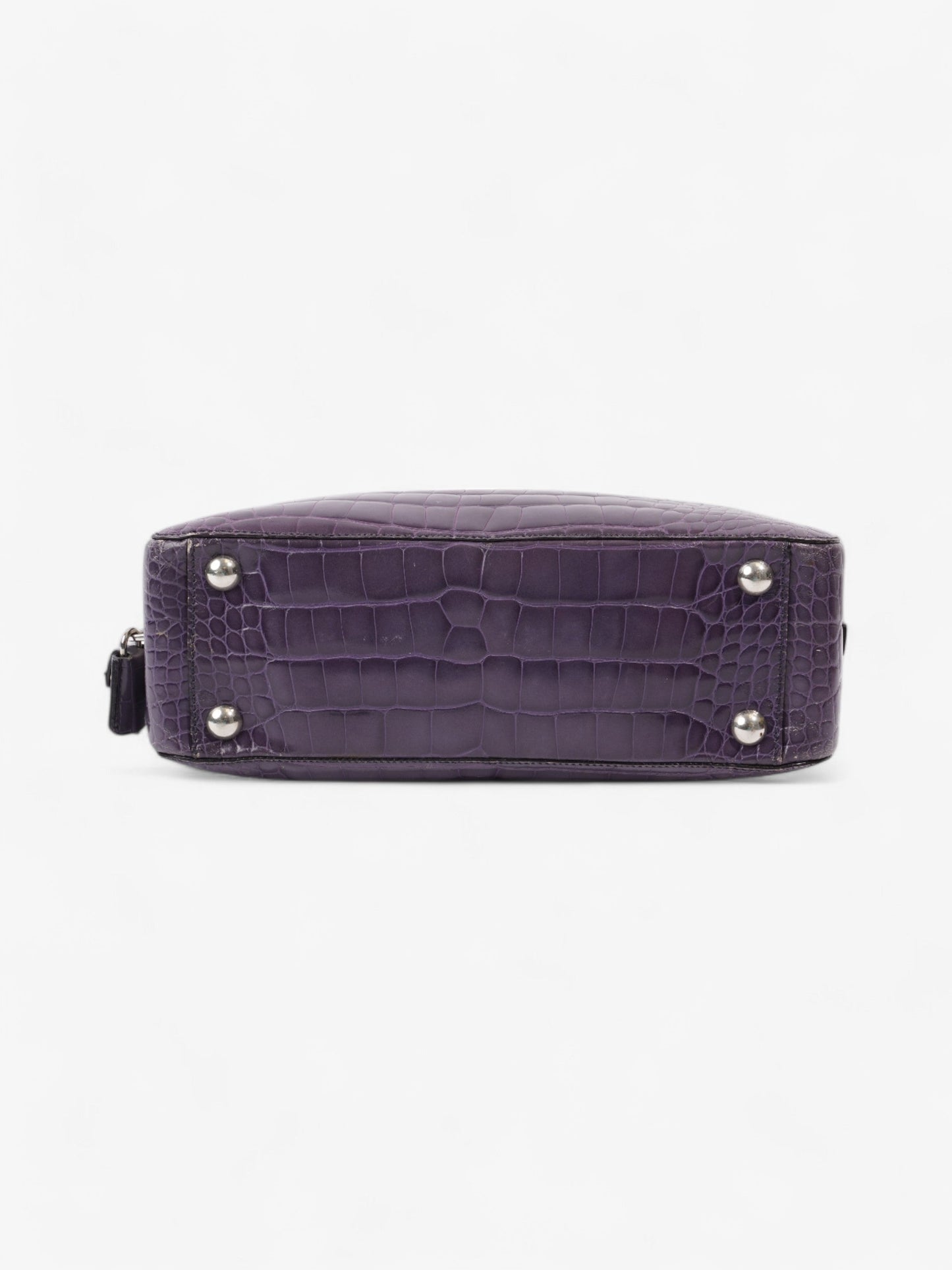 Prada Bauletto Bag Purple Embossed Leather