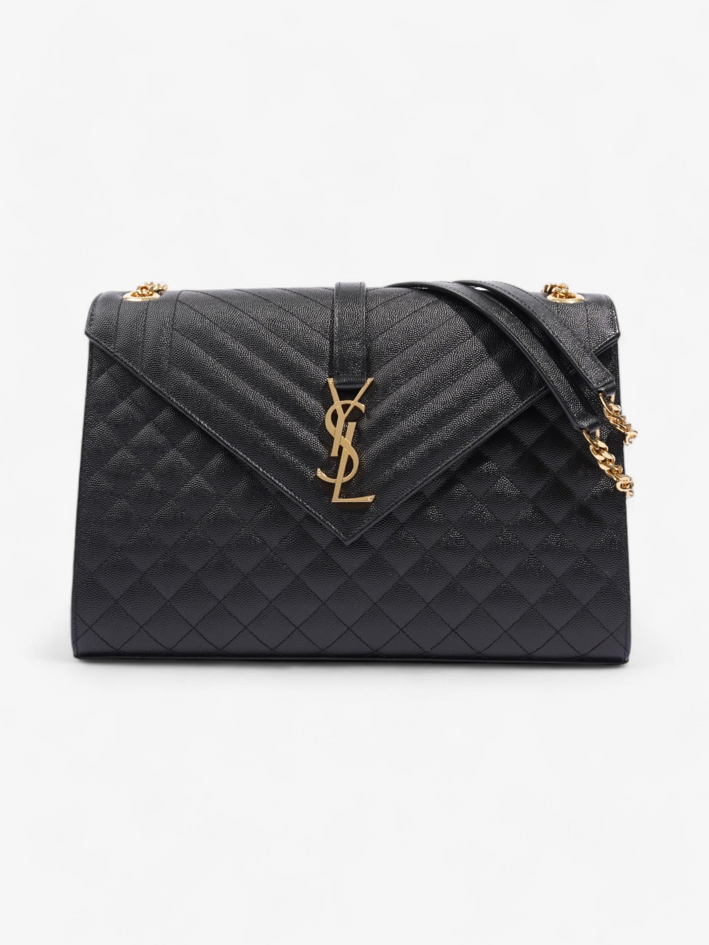 Saint Laurent Envelope Black Calfskin Leather Large