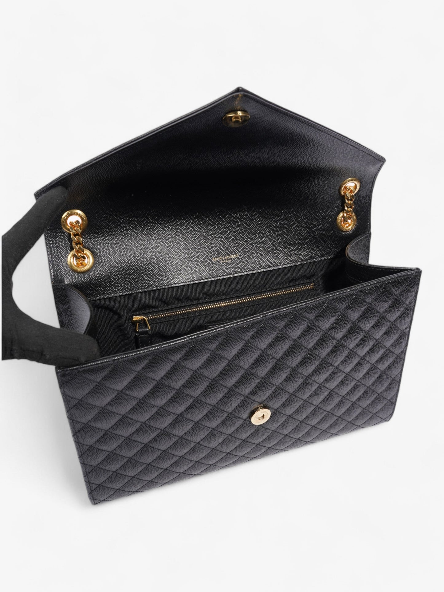 Saint Laurent Envelope Black Calfskin Leather Large