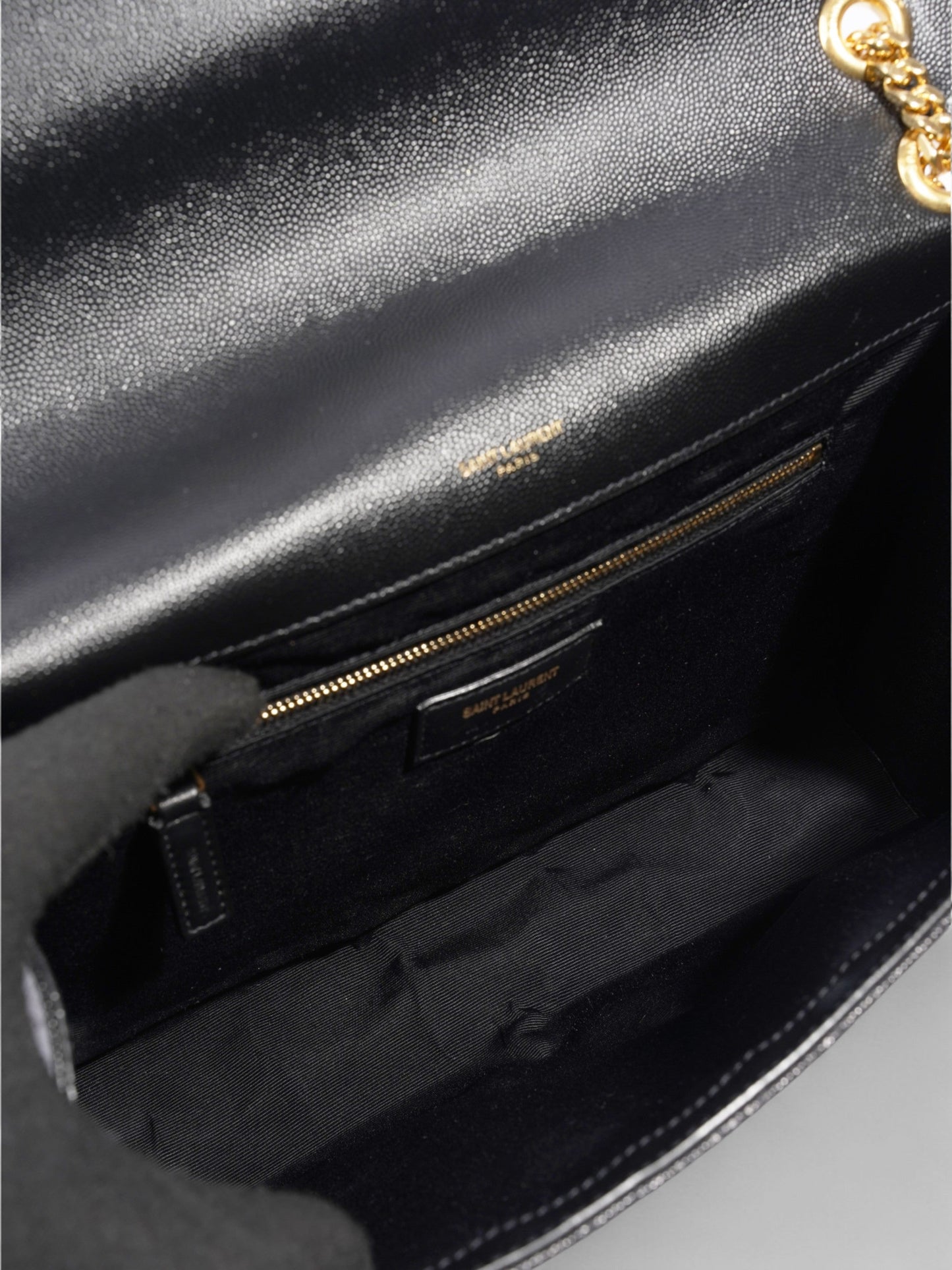 Saint Laurent Envelope Black Calfskin Leather Large