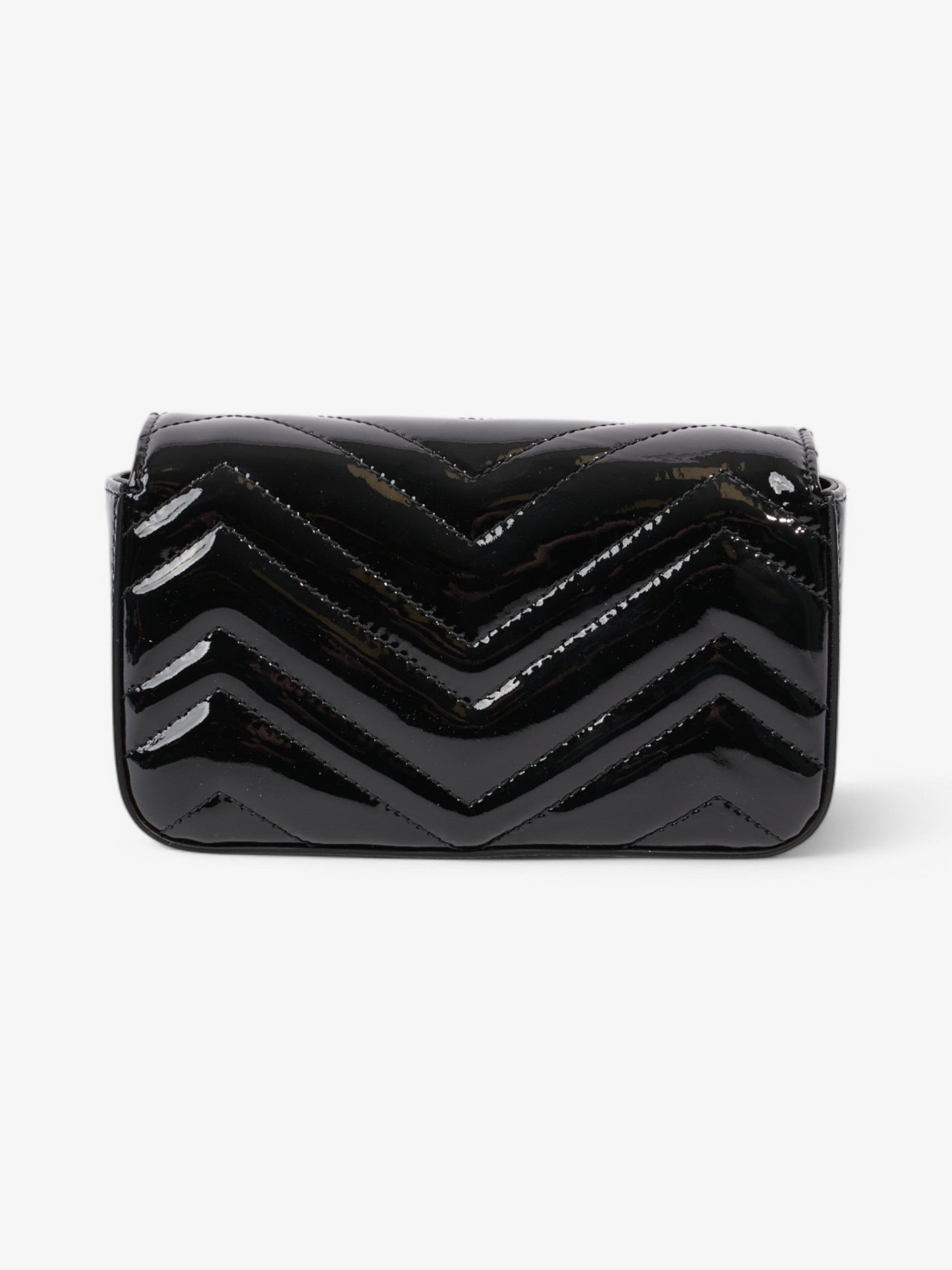 Gucci GG Marmont Black Patent Leather Super Mini