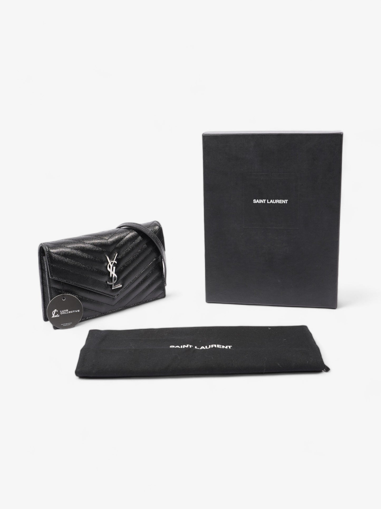 Saint Laurent Envelope Wallet On Chain Black Grained Leather