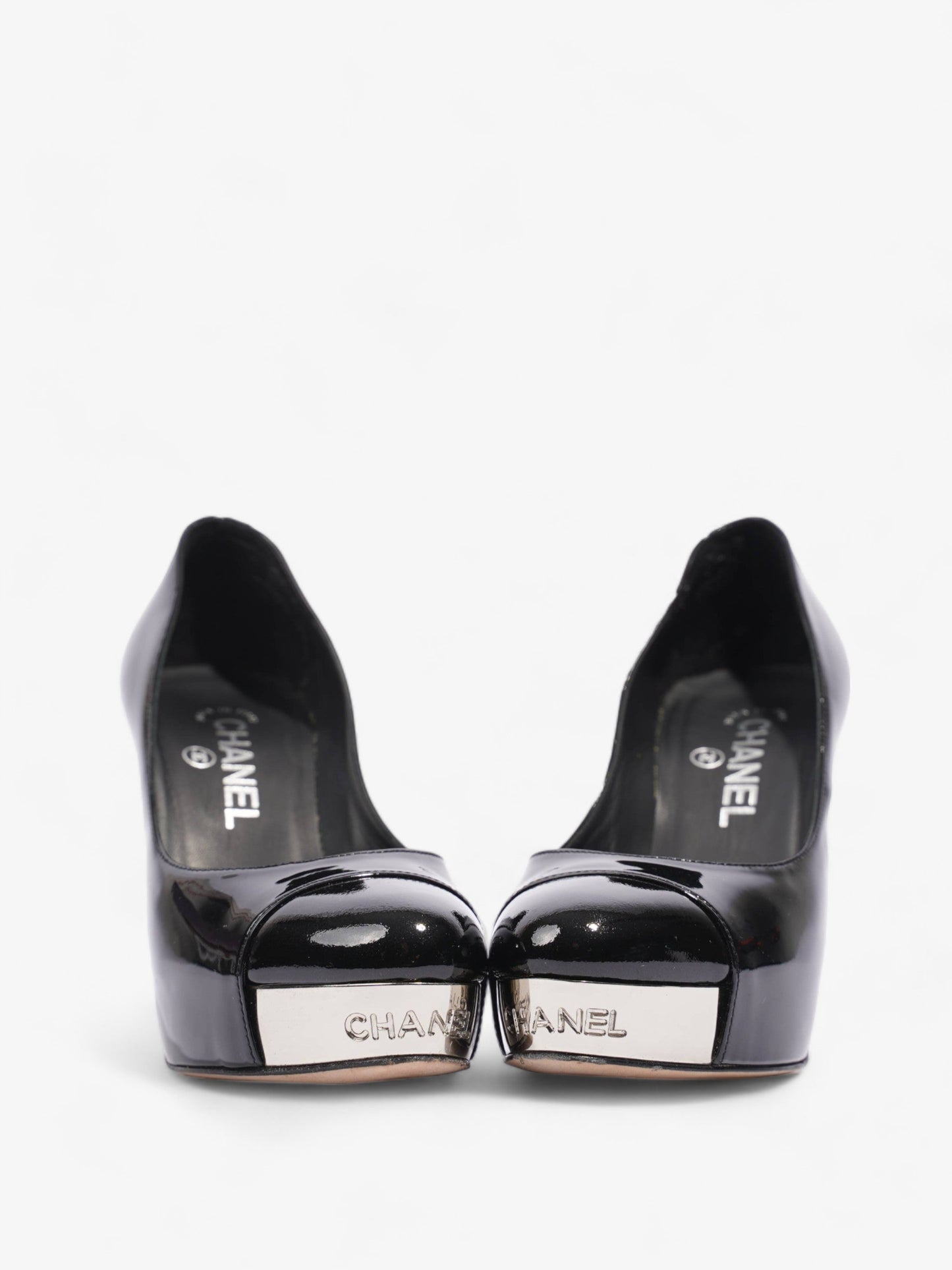 Chanel Platform Heel 100 Black Patent Leather EU 36 UK 3