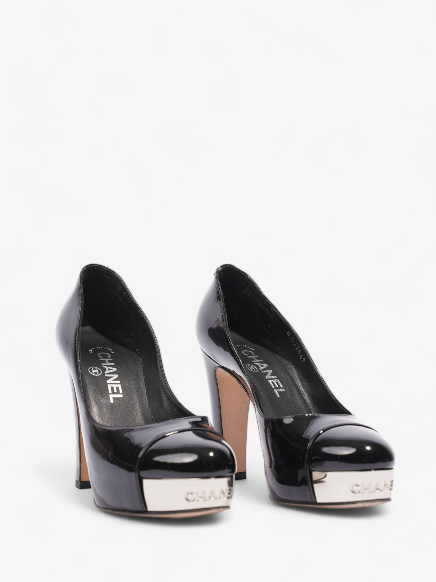 Chanel Platform Heel 100 Black Patent Leather EU 36 UK 3