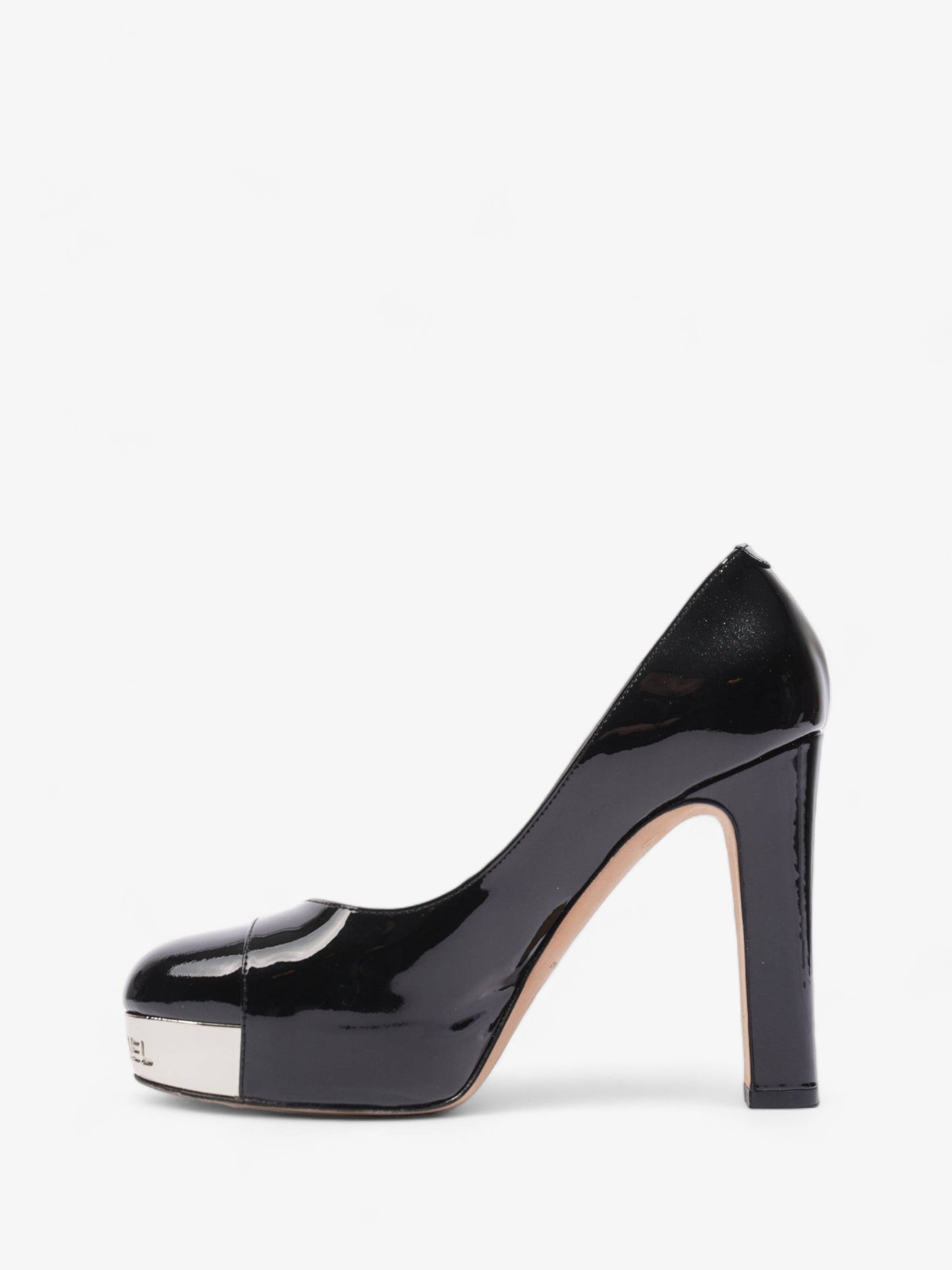 Chanel Platform Heel 100 Black Patent Leather EU 36 UK 3