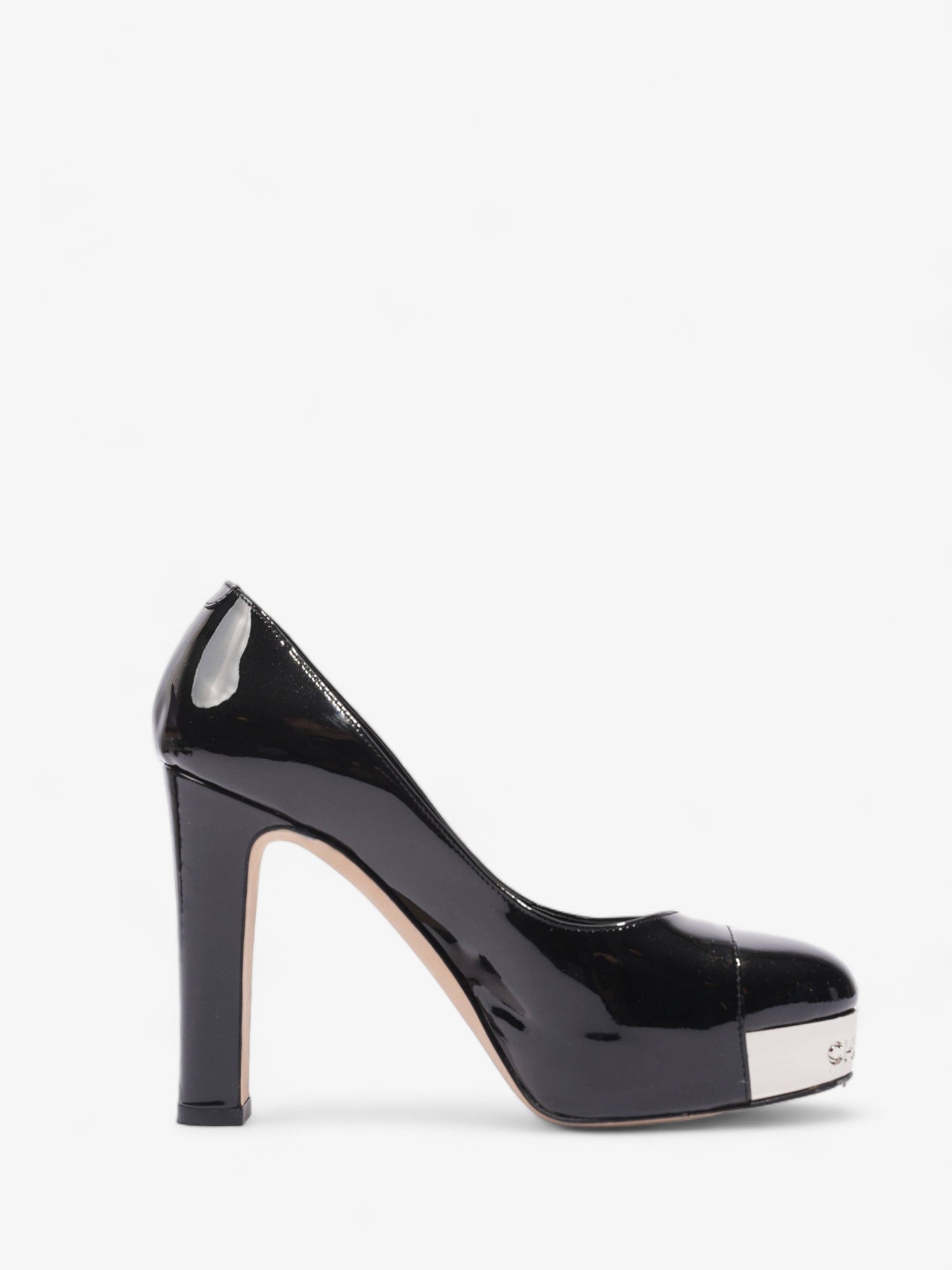 Chanel Platform Heel 100 Black Patent Leather EU 36 UK 3