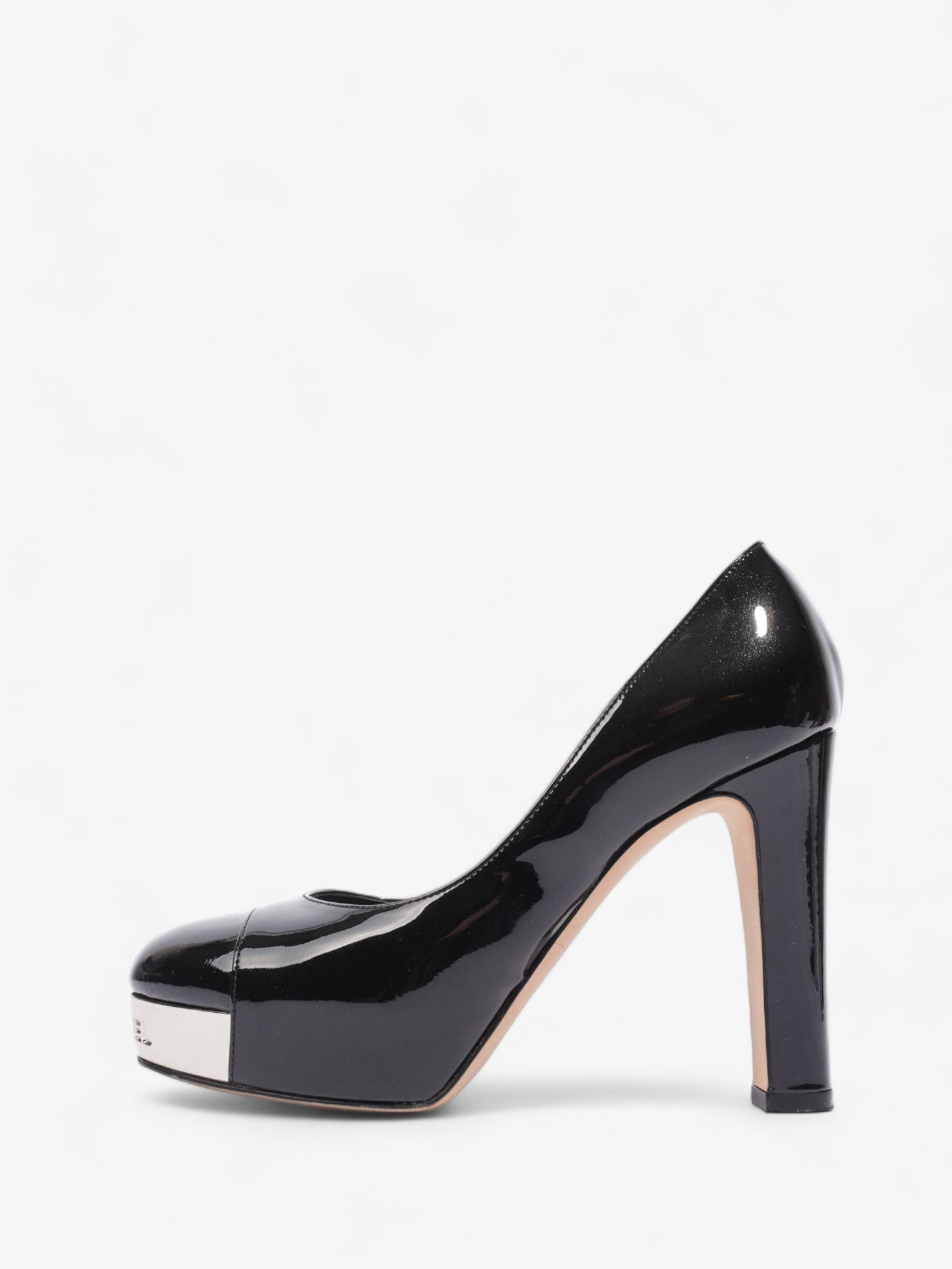 Chanel Platform Heel 100 Black Patent Leather EU 36 UK 3