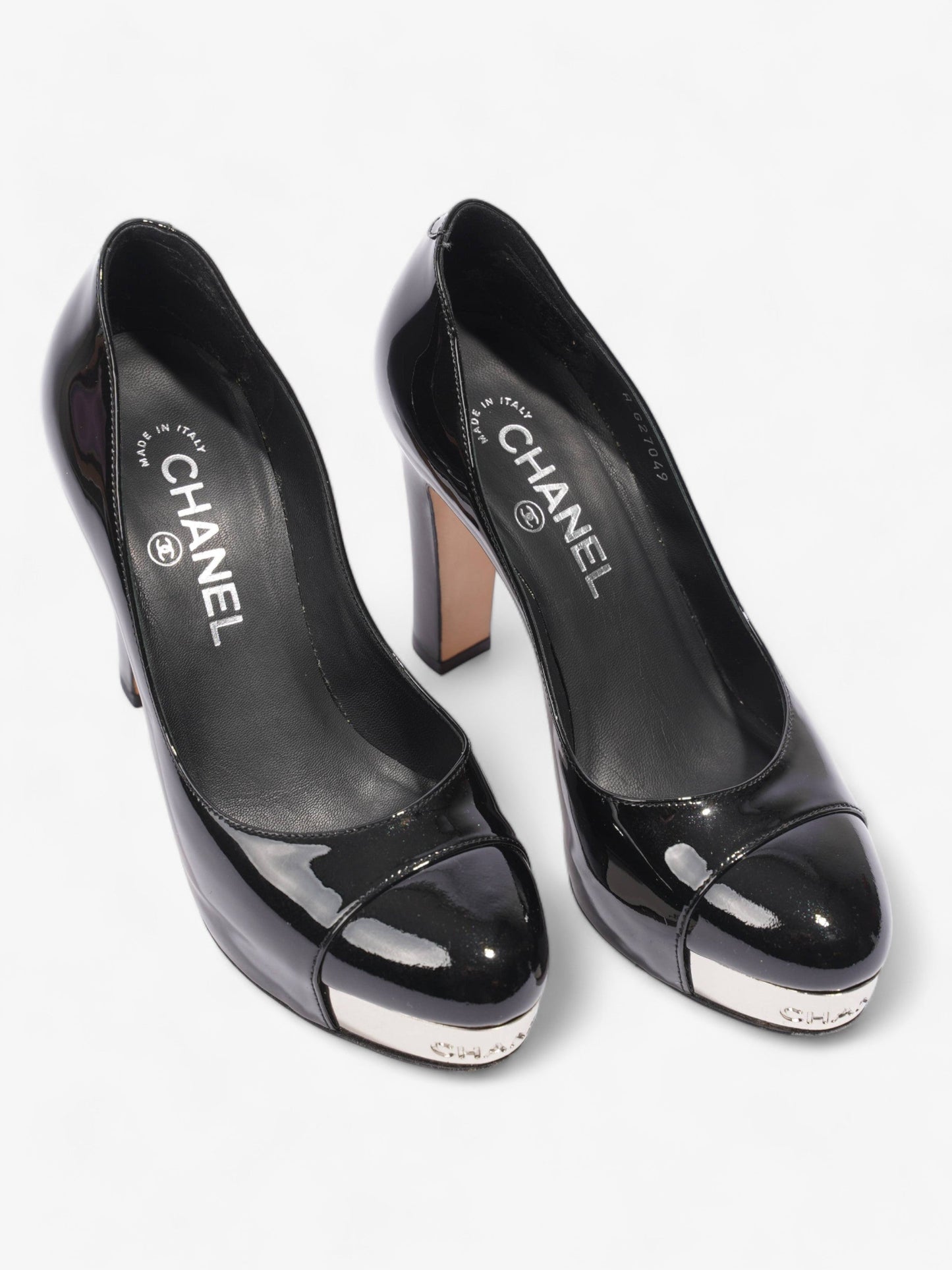 Chanel Platform Heel 100 Black Patent Leather EU 36 UK 3