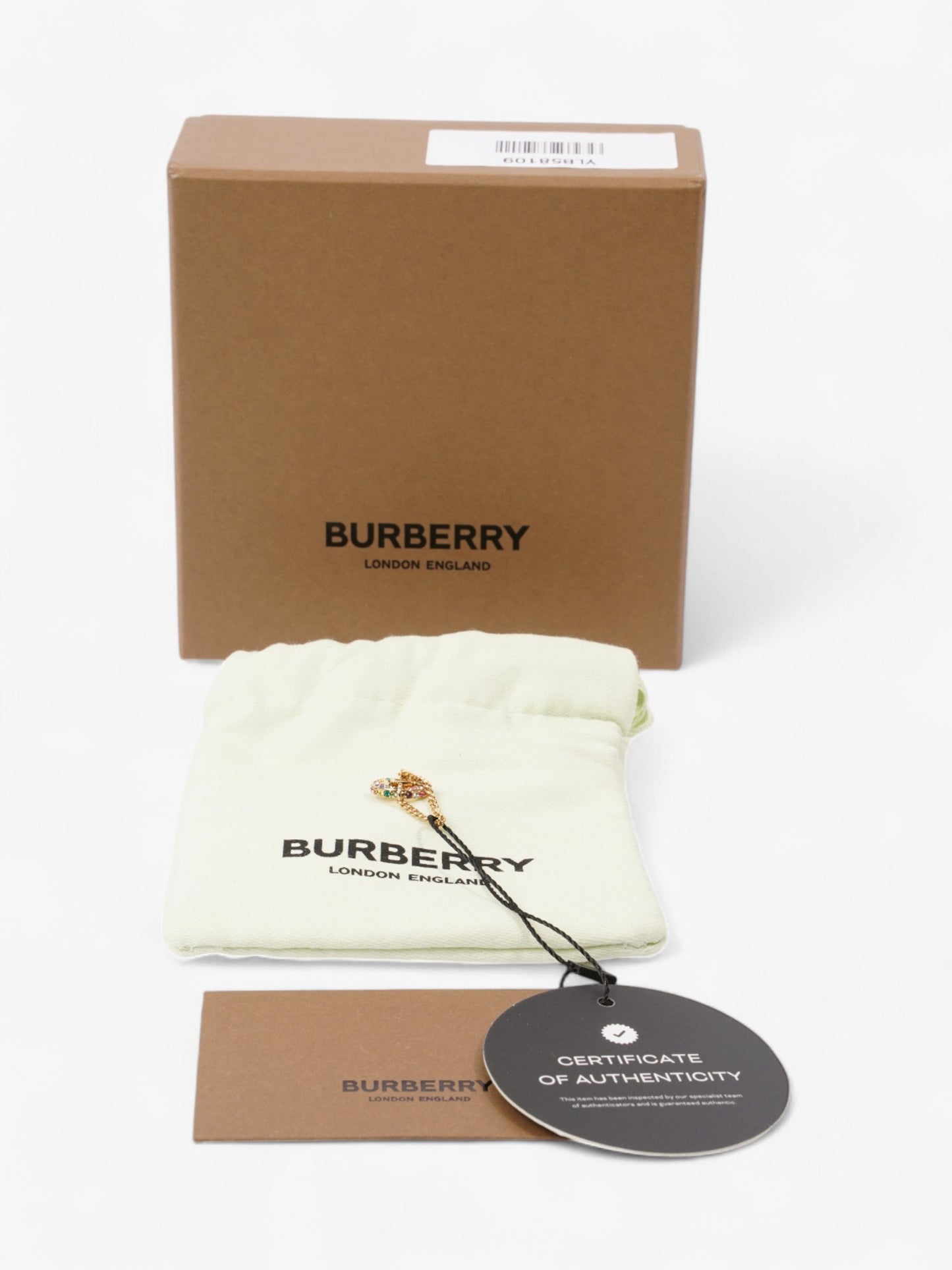 Burberry TB Pave Chain Ring Light Gold / Multicoloured Base Metal Small (Circumference - 50mm)