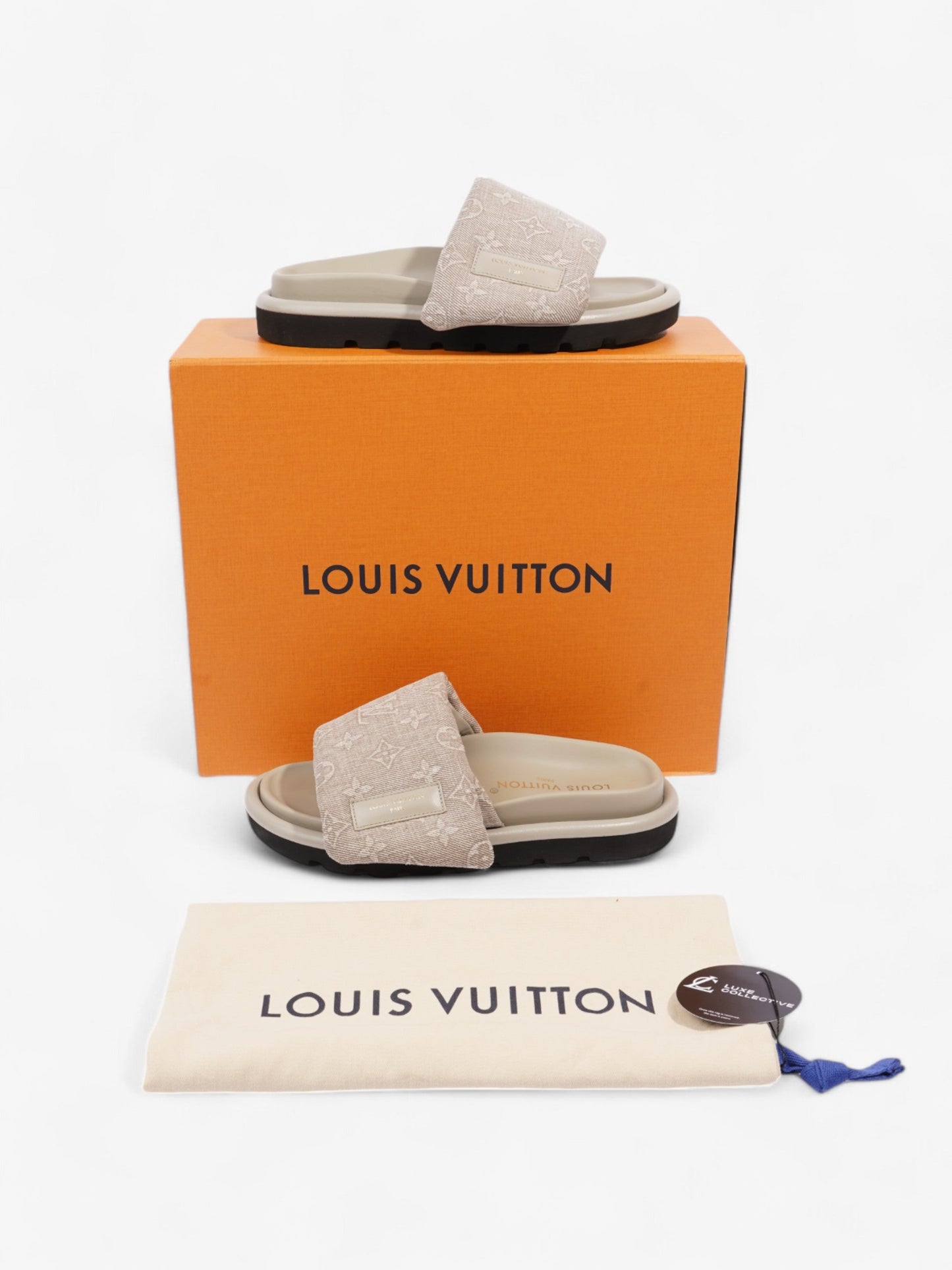 Louis Vuitton Pool Pillow Flat Comfort Mules Beige Fabric EU 38 UK 5