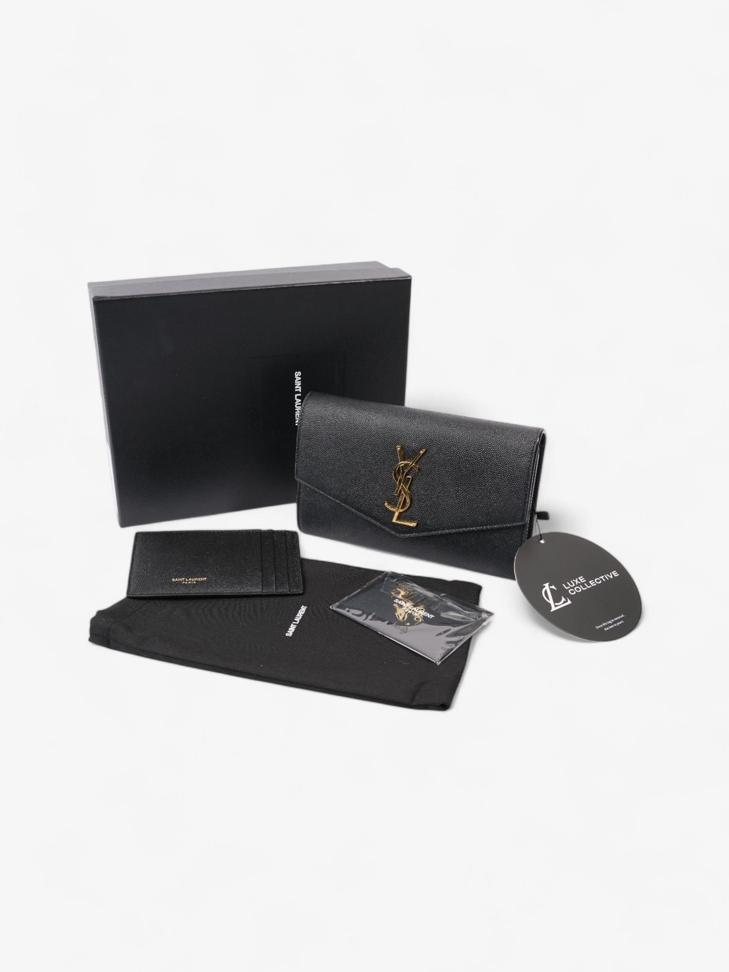 Saint Laurent Envelope Black Grained Leather