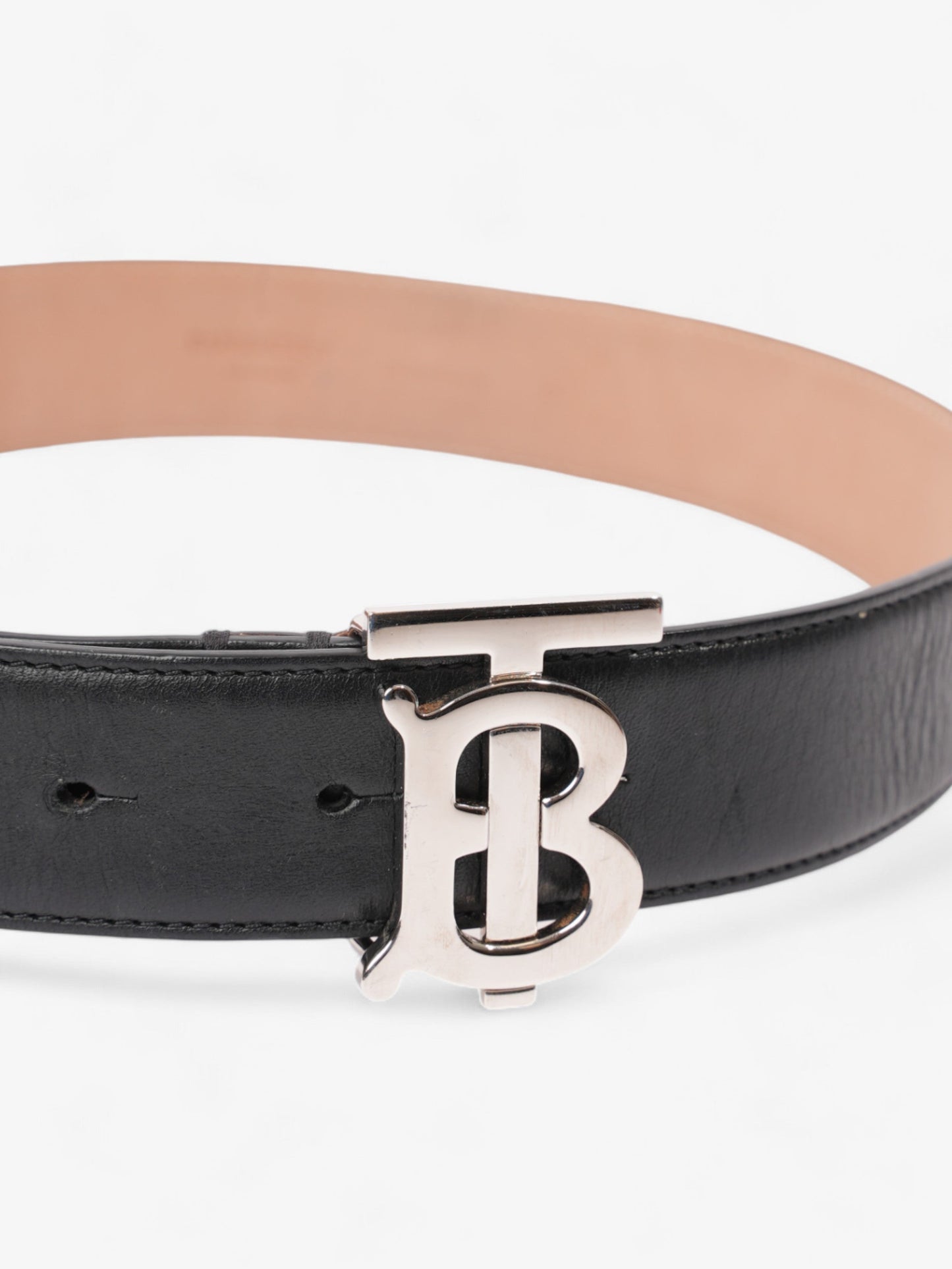 Burberry TB Belt Black / Silver Leather Small - 88cm