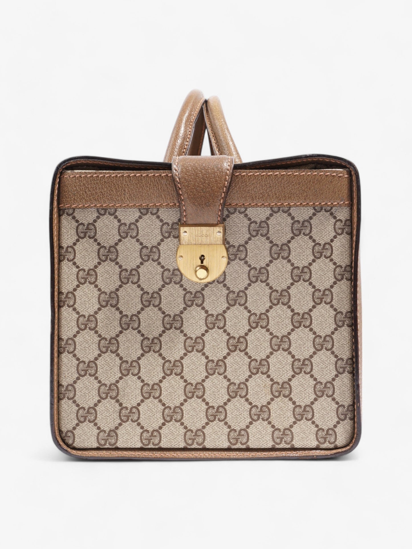 Gucci Hard Train Vanity Case GG Supreme / Brown / Green Coated Canvas