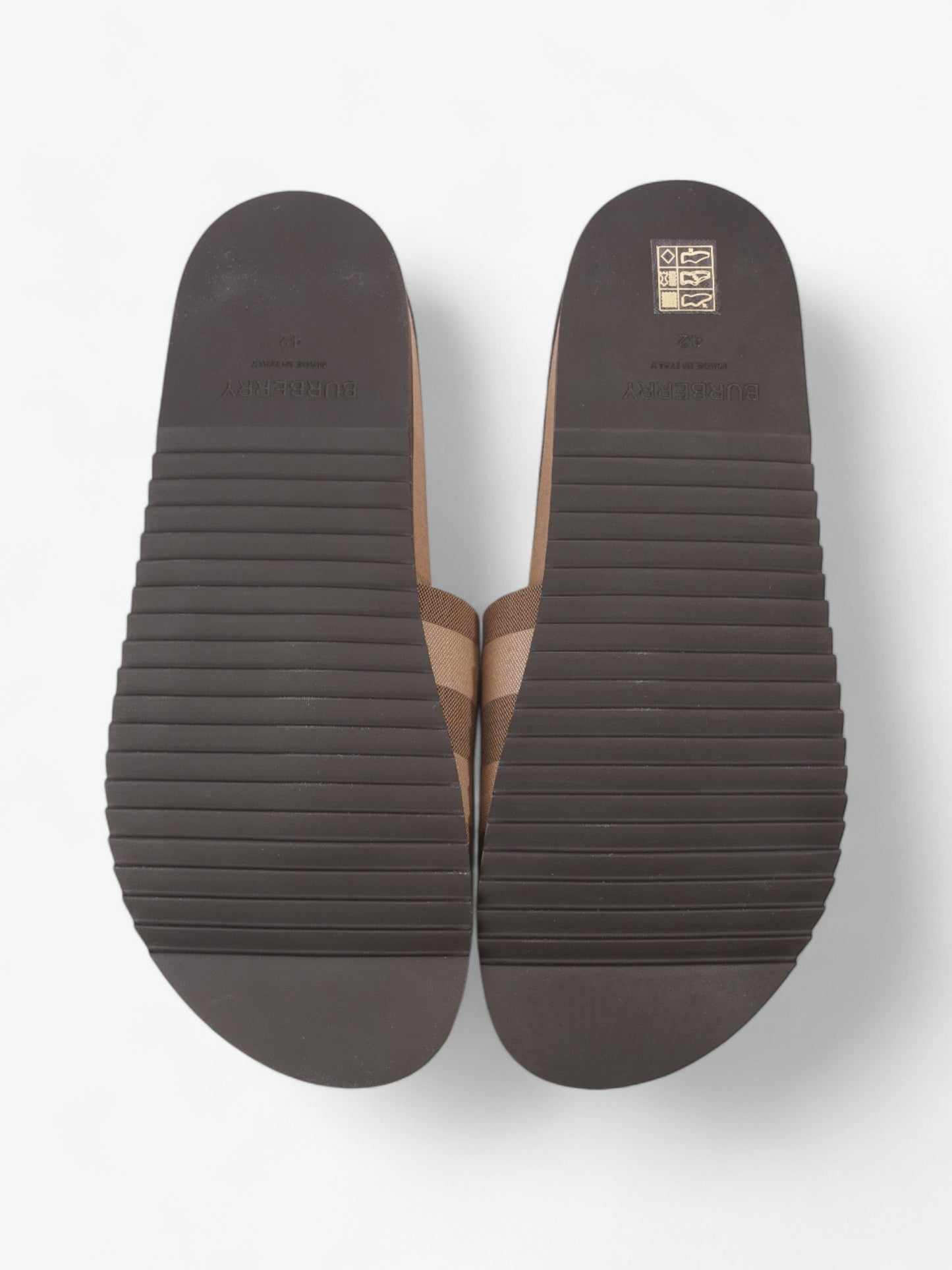Burberry Check Slide Dark Birch Brown Cotton EU 42 UK 8