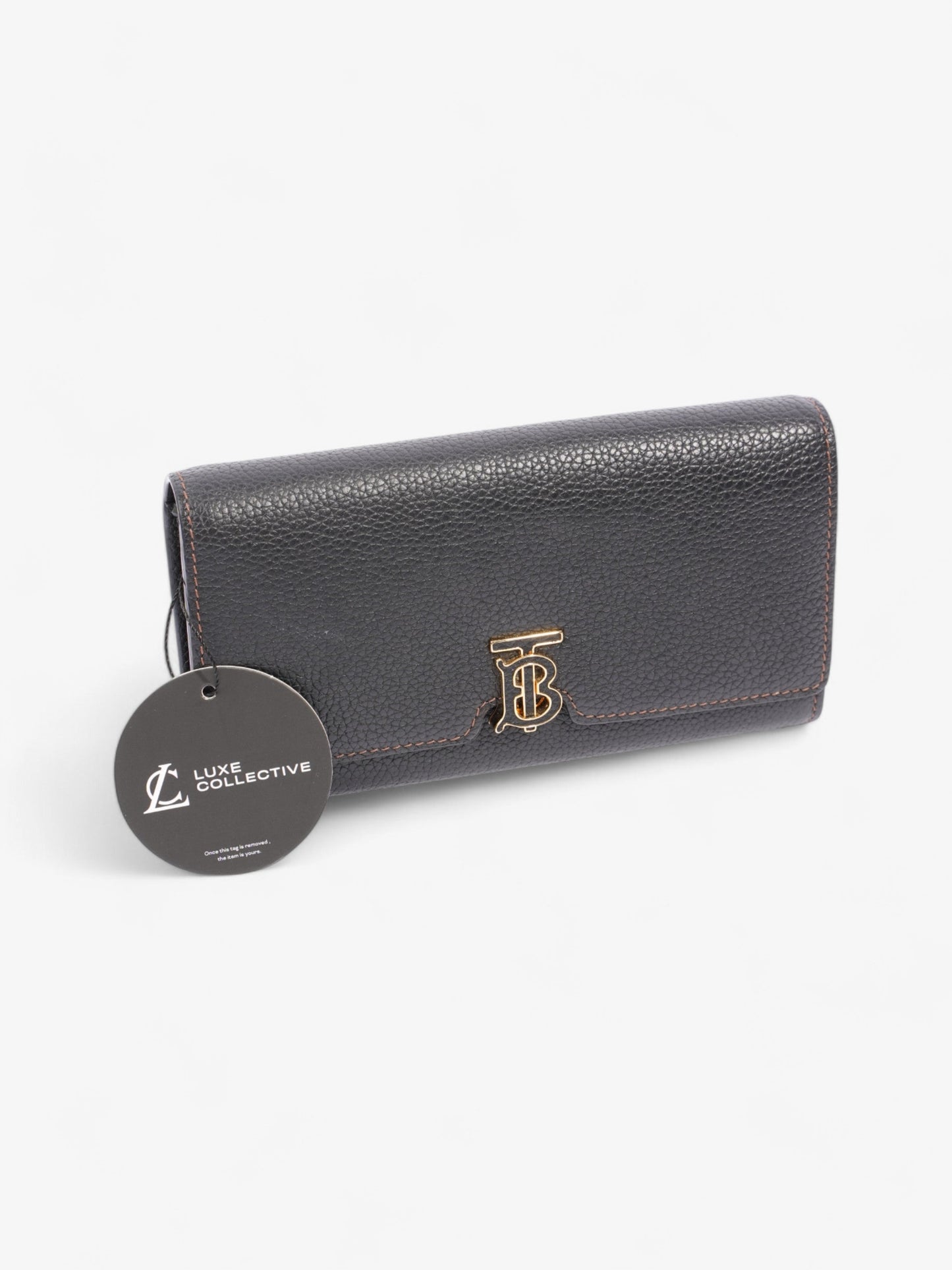 Burberry TB Continental Wallet Black / Gold Grained Leather