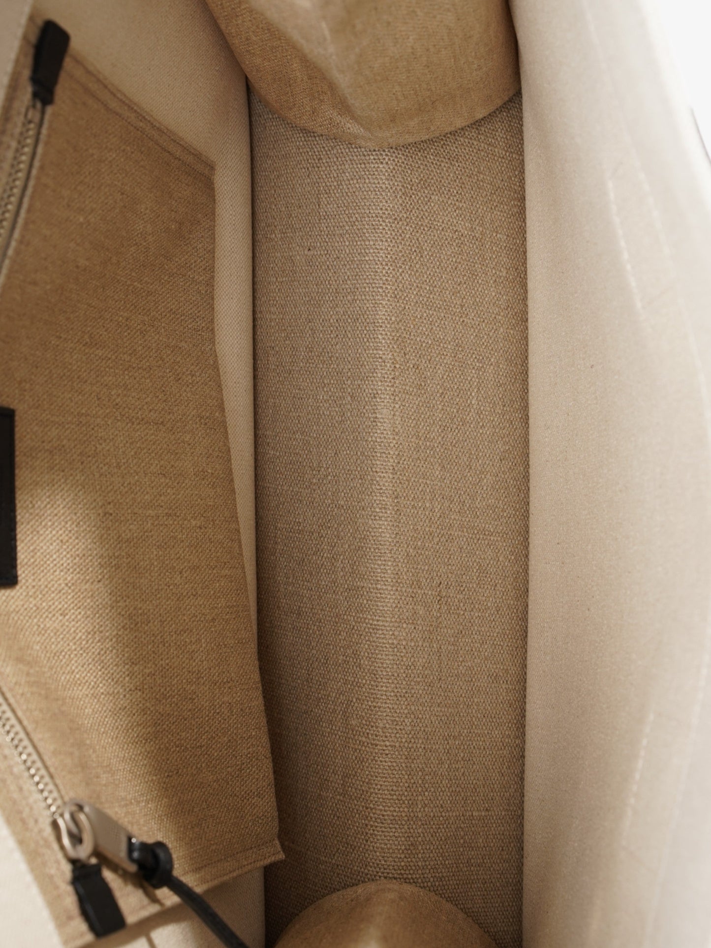 Saint Laurent Rive Gauche Tote Greige / Black Canvas Small