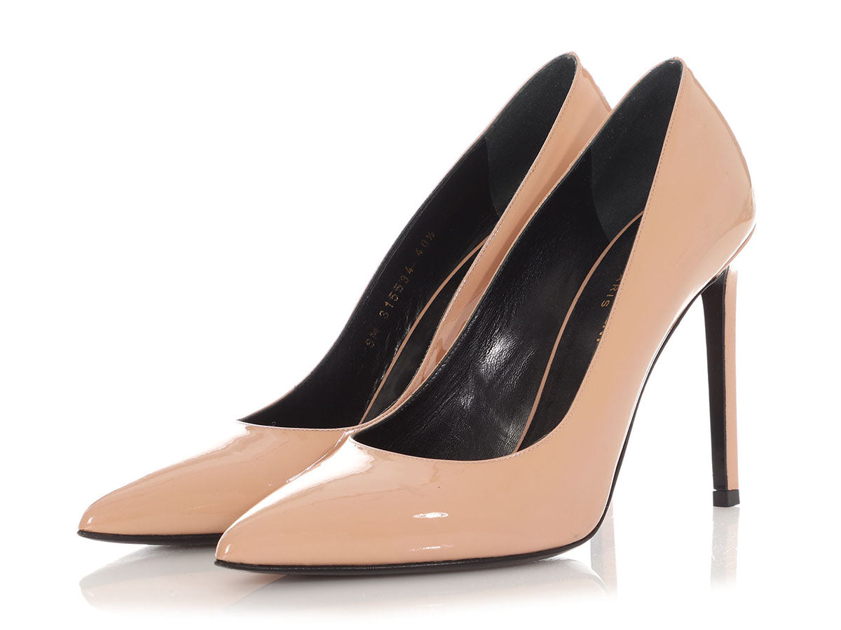 Saint Laurent Beige Patent Pumps