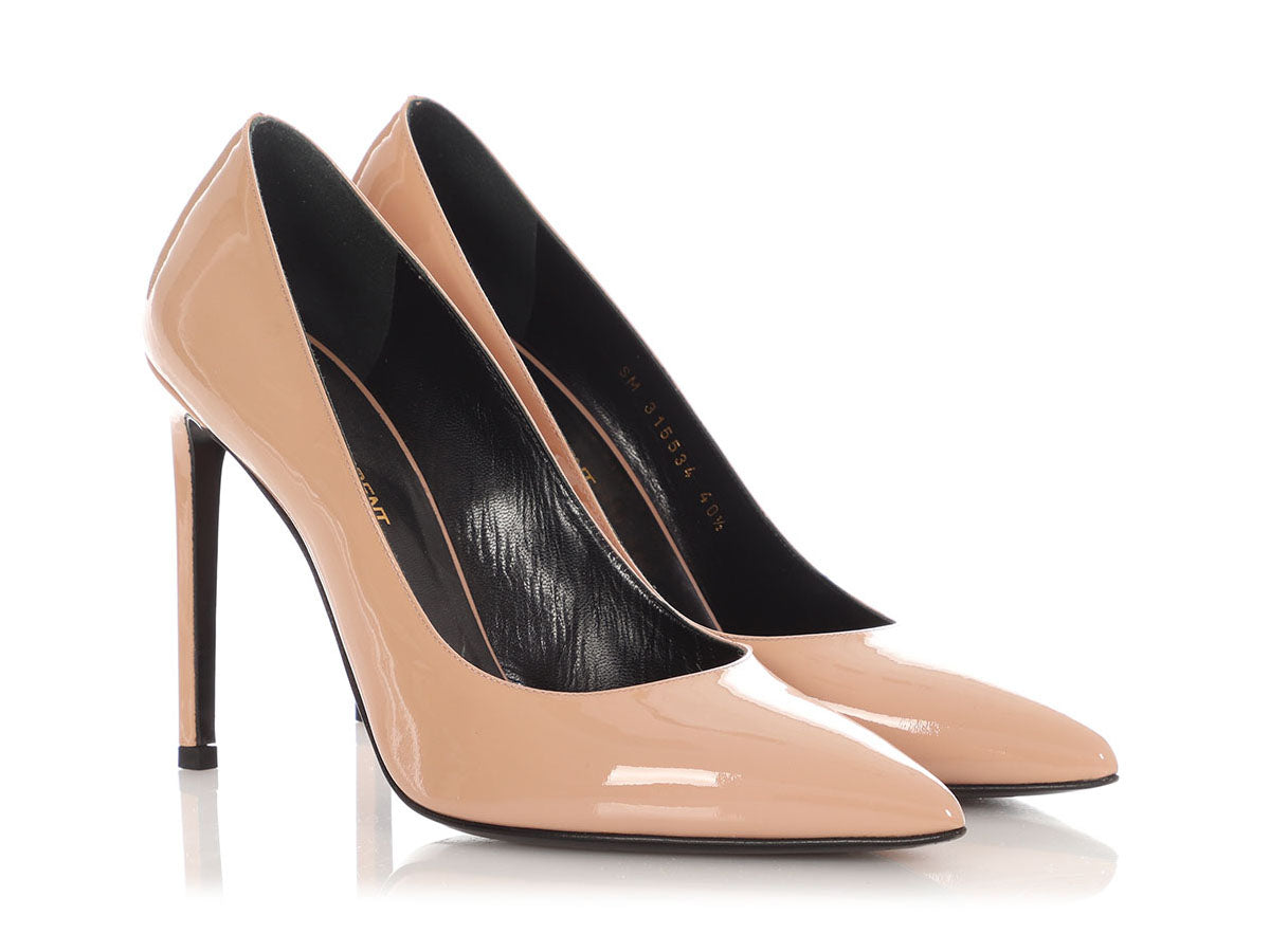 Saint Laurent Beige Patent Pumps