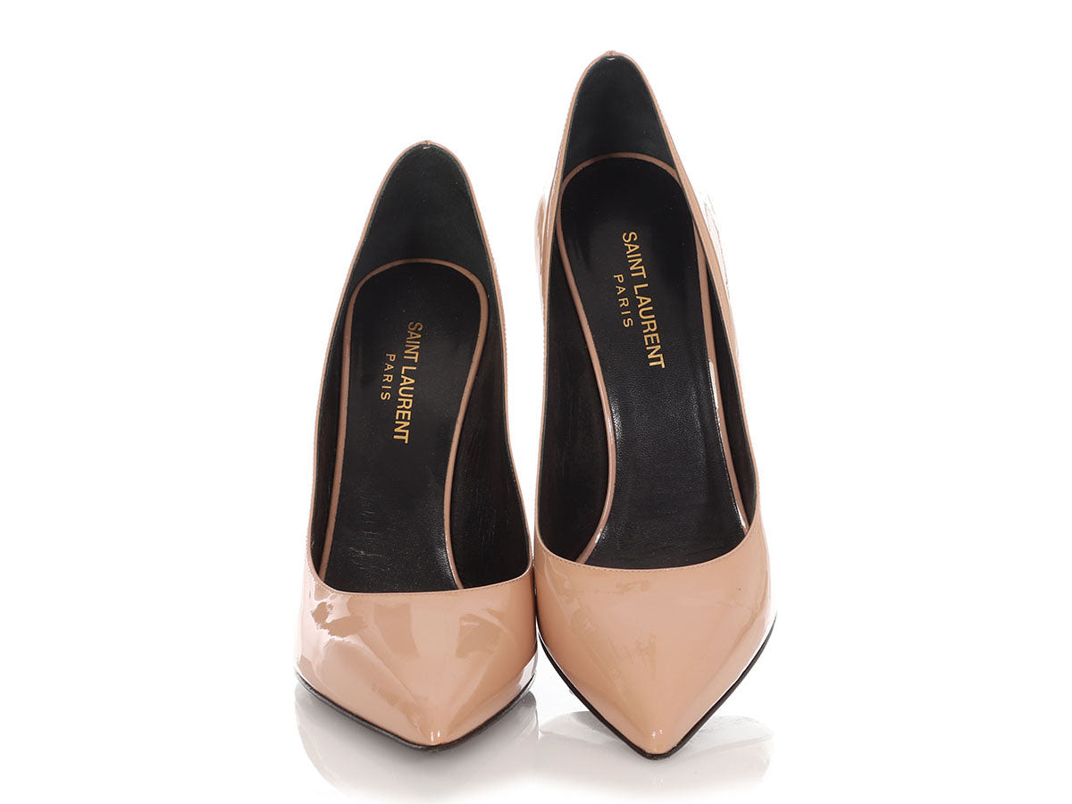 Saint Laurent Beige Patent Pumps