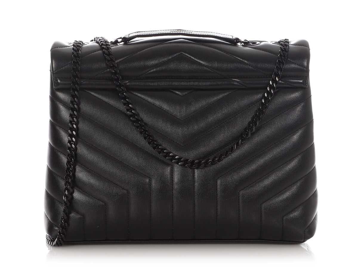 Saint Laurent Medium So Black Matelassé Calfskin Loulou