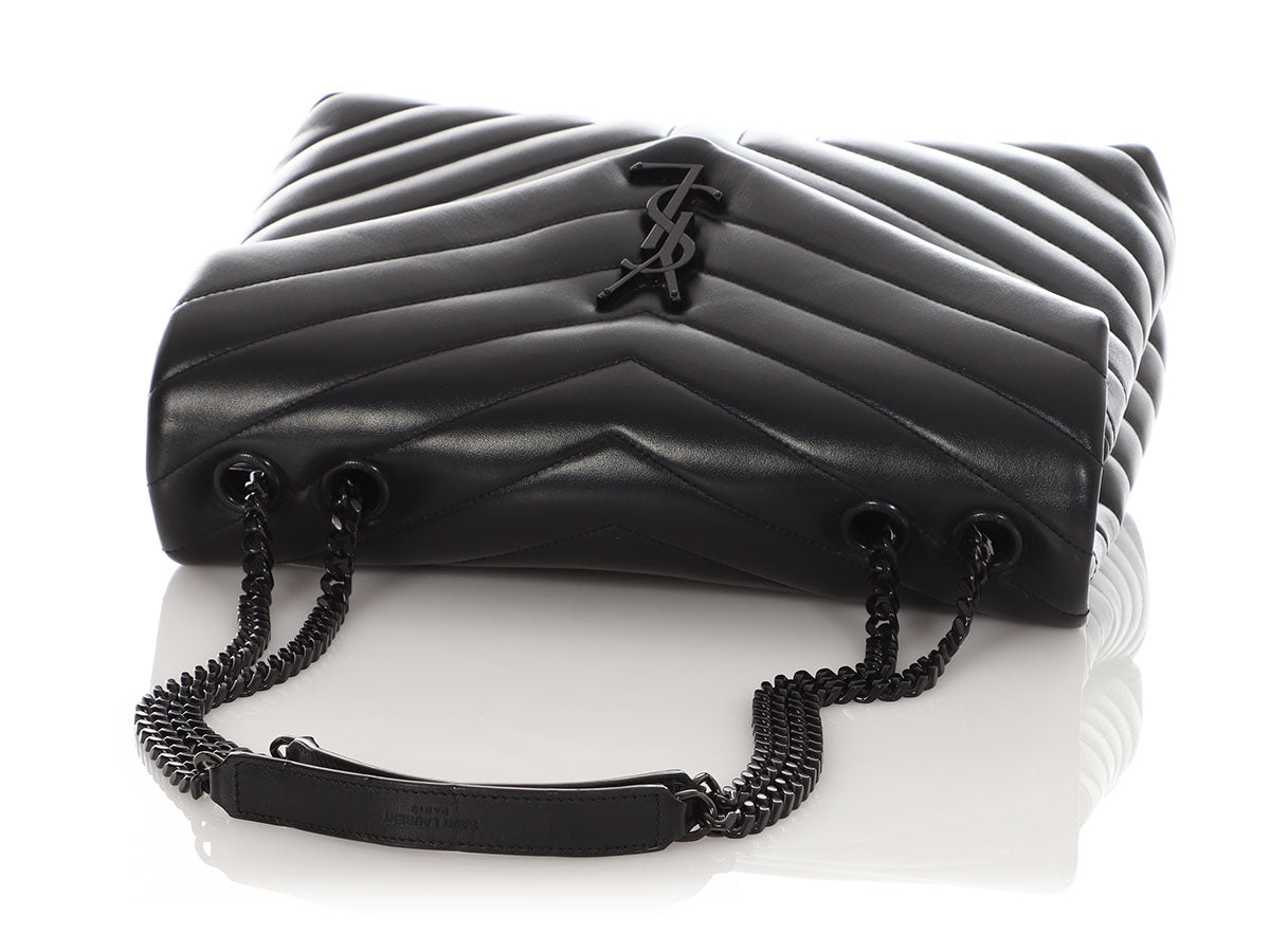 Saint Laurent Medium So Black Matelassé Calfskin Loulou