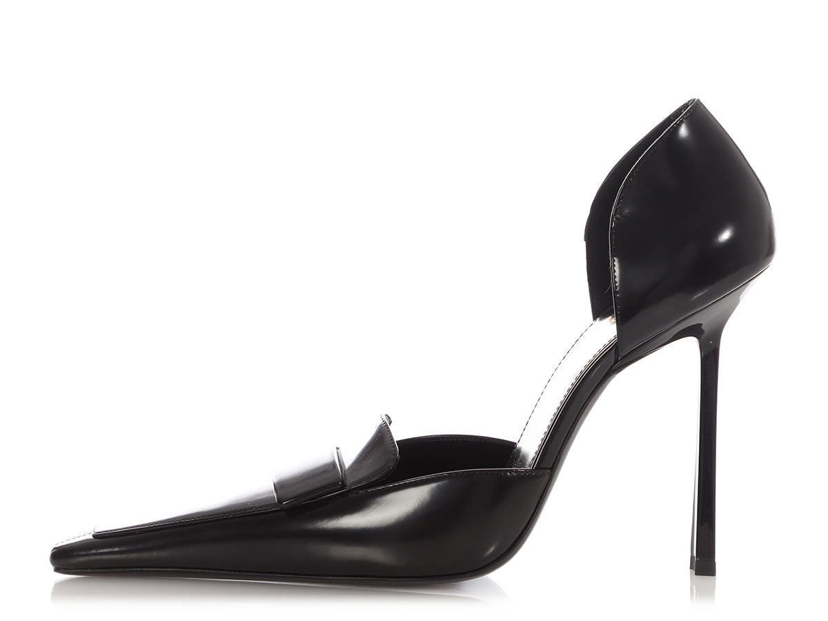 Saint Laurent Black D'Orsay Loafer Pumps
