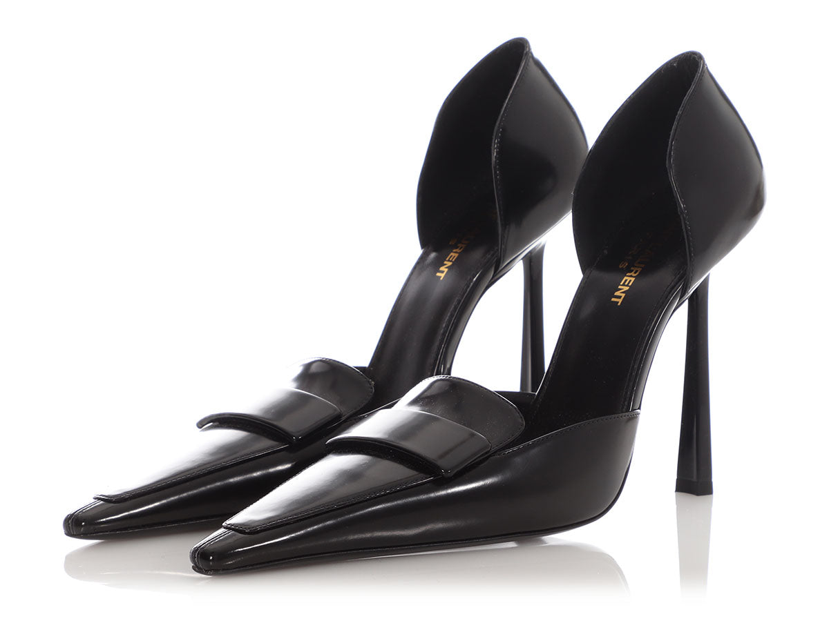 Saint Laurent Black D'Orsay Loafer Pumps
