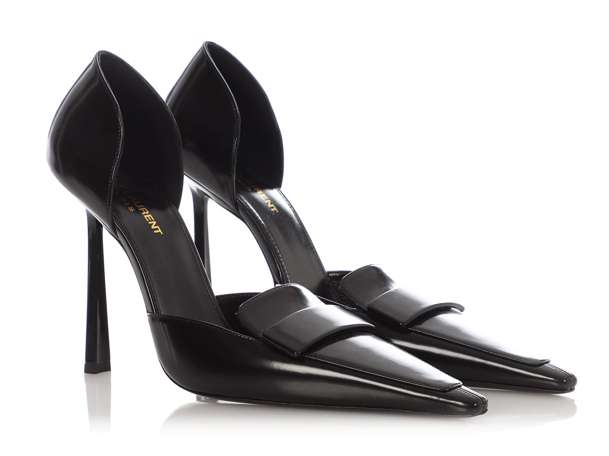 Saint Laurent Black D'Orsay Loafer Pumps