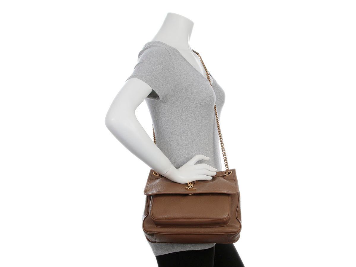 Saint Laurent Medium Brown Grained Lambskin Niki Bag