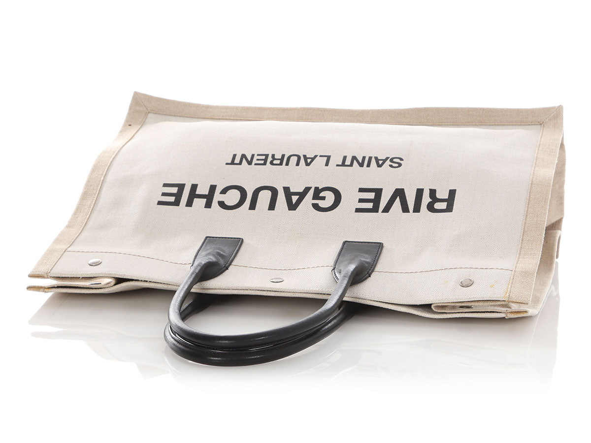 Saint Laurent Large Beige Canvas Rive Gauche Tote