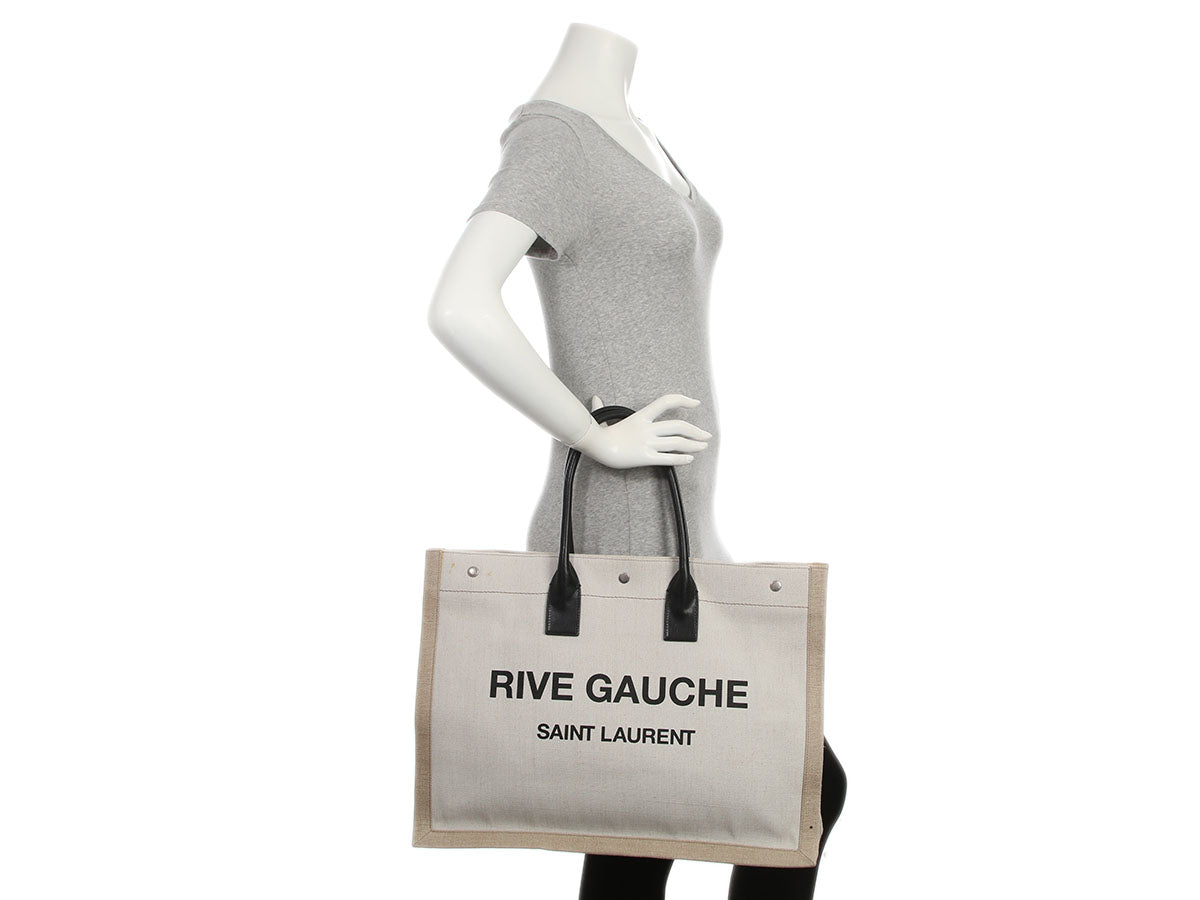 Saint Laurent Large Beige Canvas Rive Gauche Tote