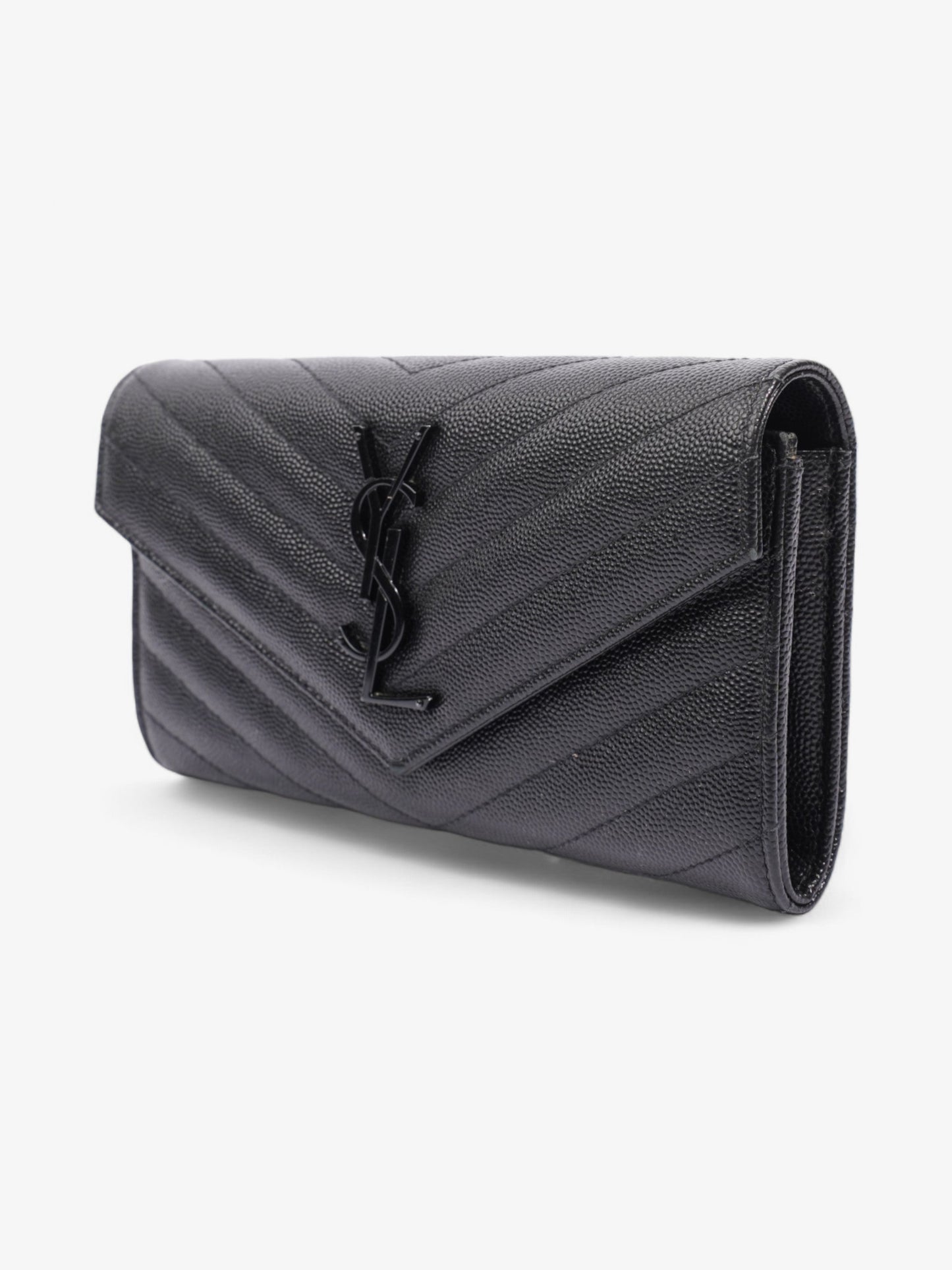 Saint Laurent Cassandre Flap Wallet Black Calfskin Leather