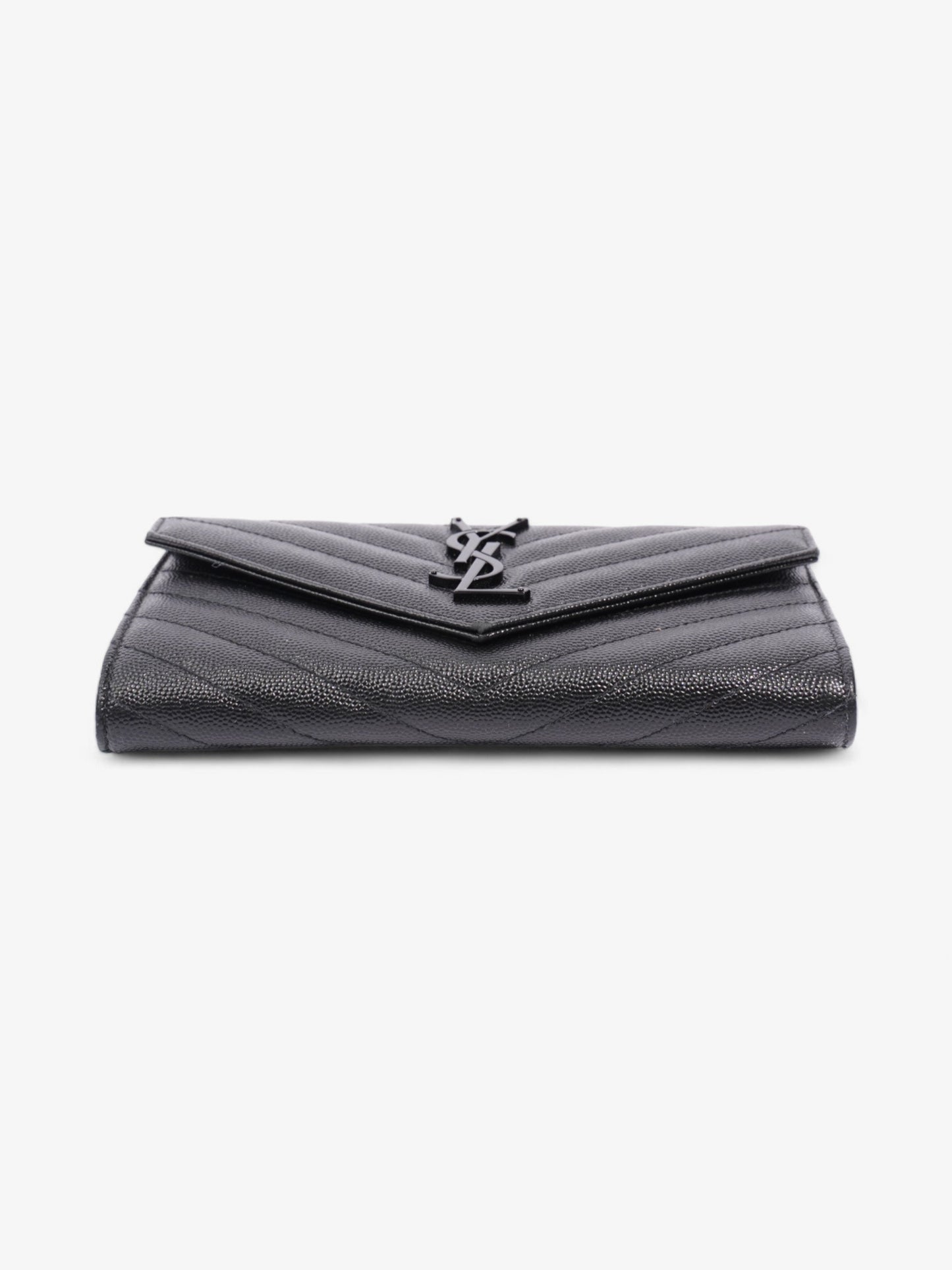 Saint Laurent Cassandre Flap Wallet Black Calfskin Leather