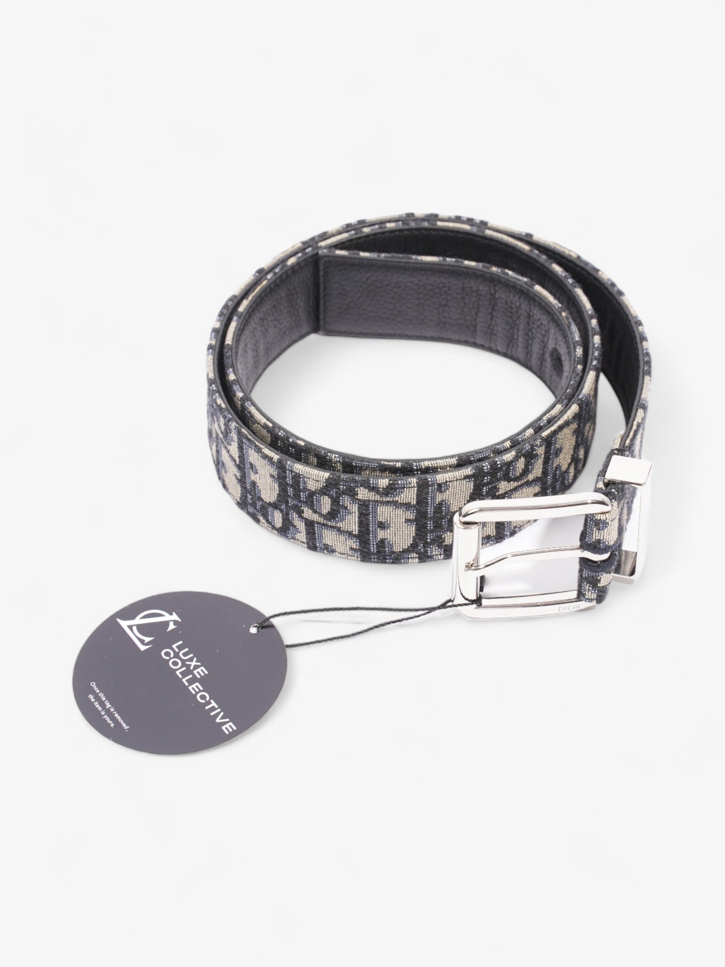 Christian Dior Oblique Belt Beige / Navy Canvas 90cm 36"