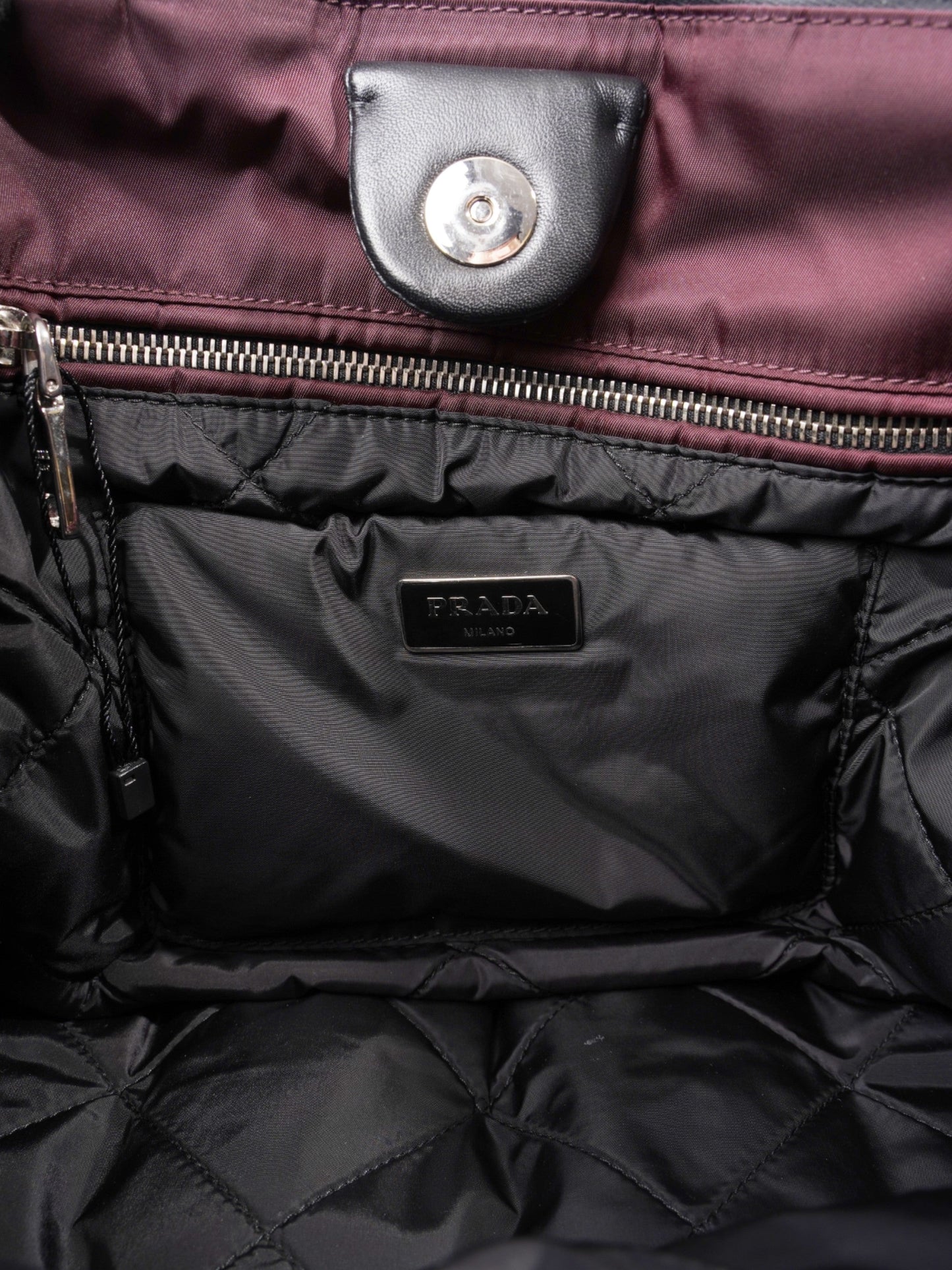Prada Puffer Tote Burgundy Re Nylon