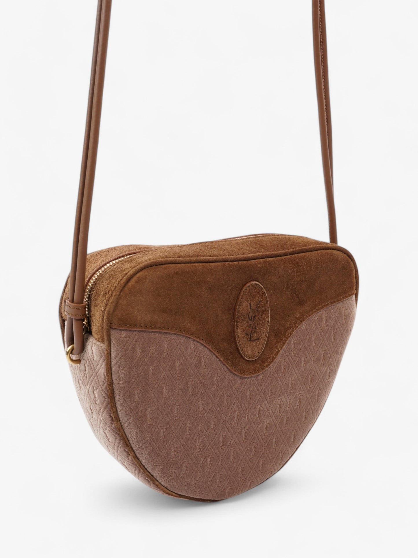 Saint Laurent Le Monogramme Cœur Brown / Beige Velvet