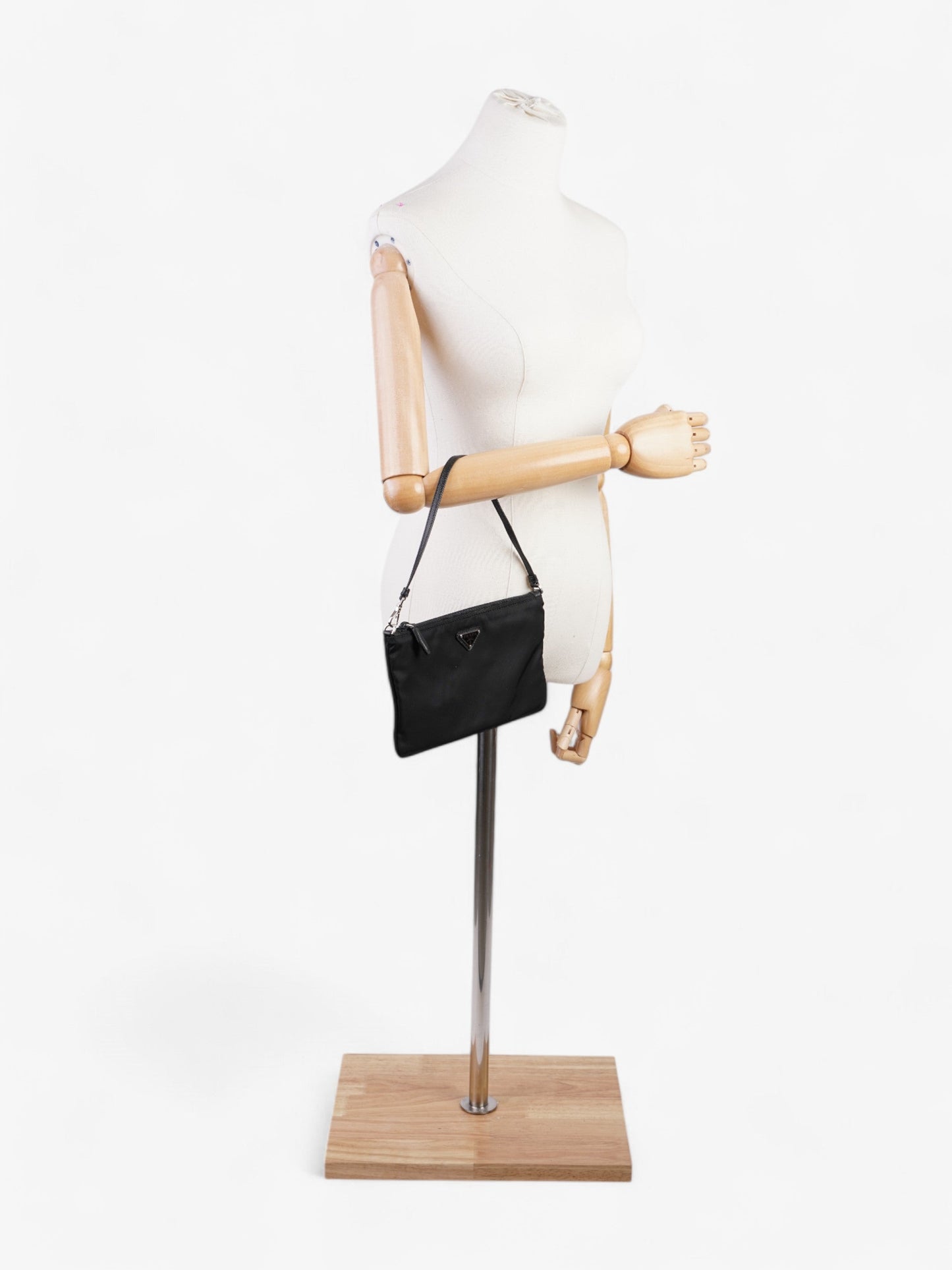 Prada Triangle Shoulder Bag Black Re Nylon