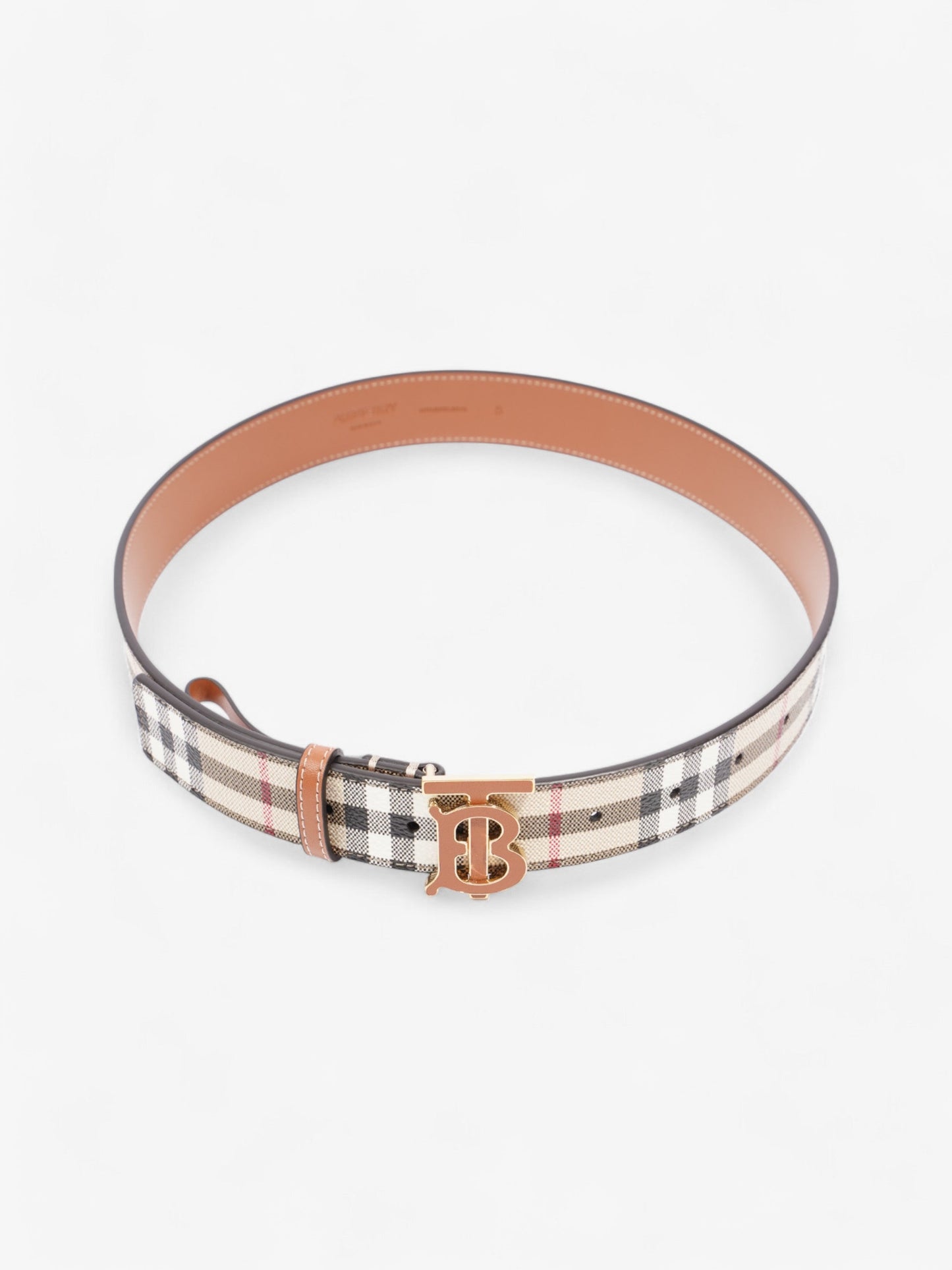 Burberry TB Belt Vintage Check / Briar Brown / Gold Canvas Small