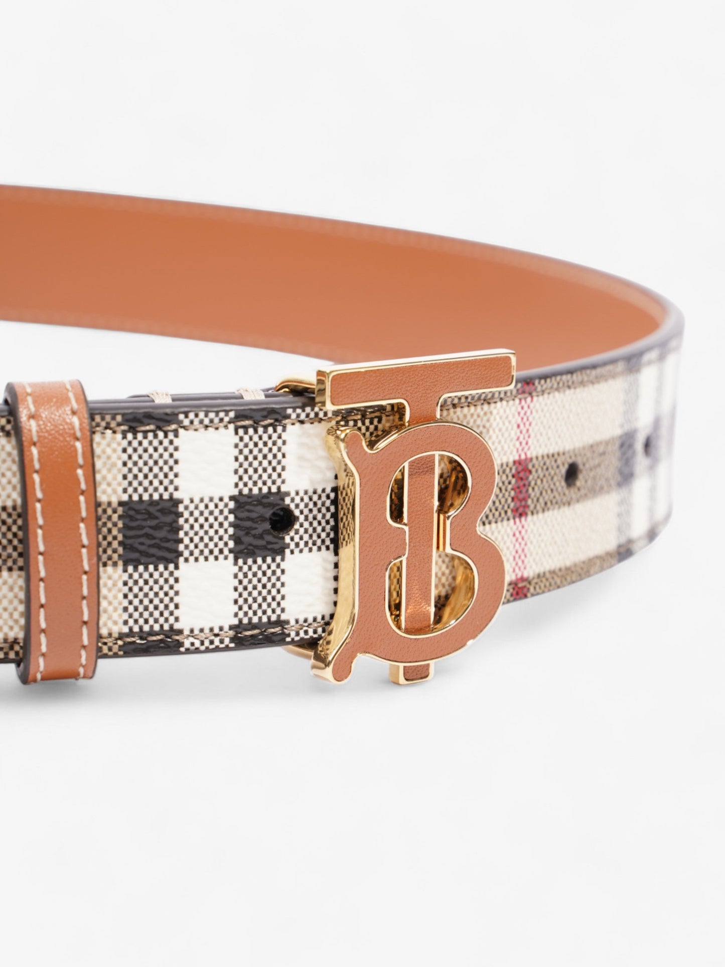 Burberry TB Belt Vintage Check / Briar Brown / Gold Canvas Small