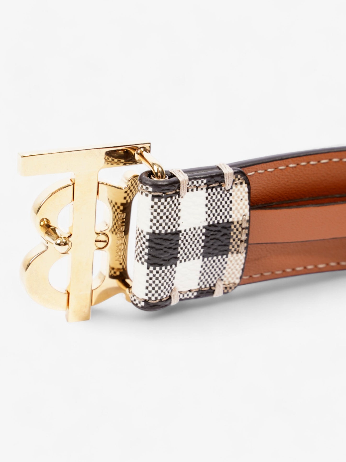 Burberry TB Belt Vintage Check / Briar Brown / Gold Canvas Small
