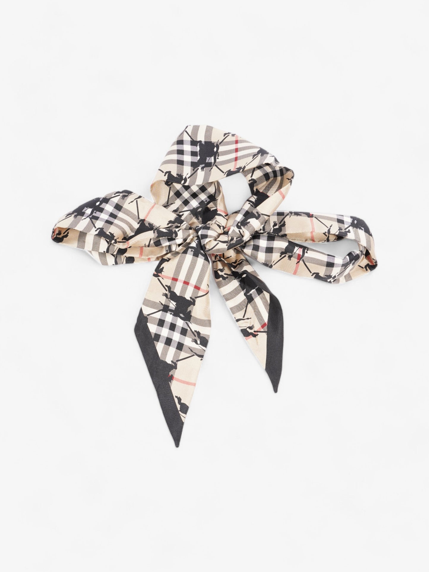 Burberry EKD Lattice Skinny Scarf Archive Beige Silk 180cm x 8cm