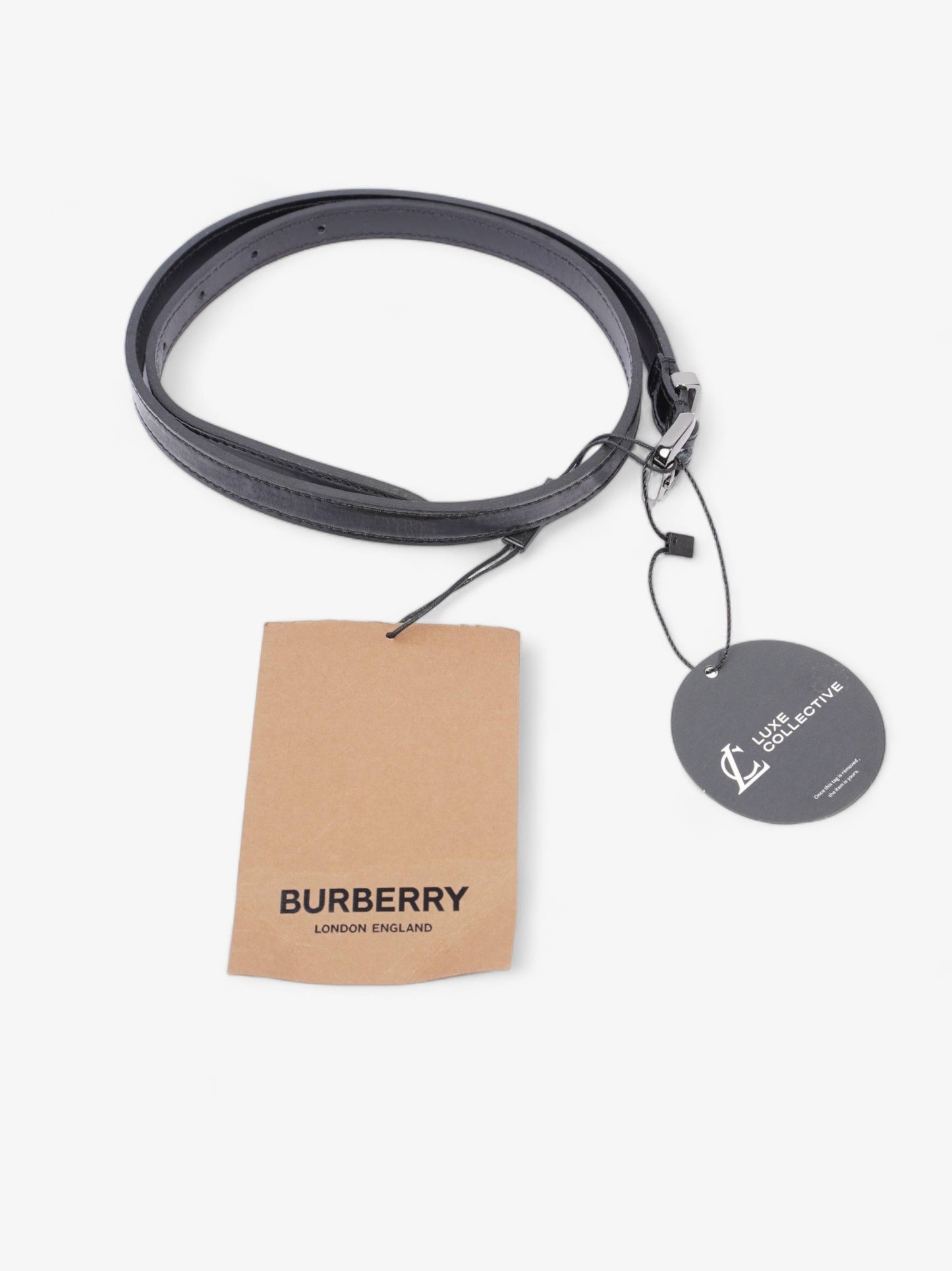 Burberry Thin Buckle Belt Black Patent Leather 86cm