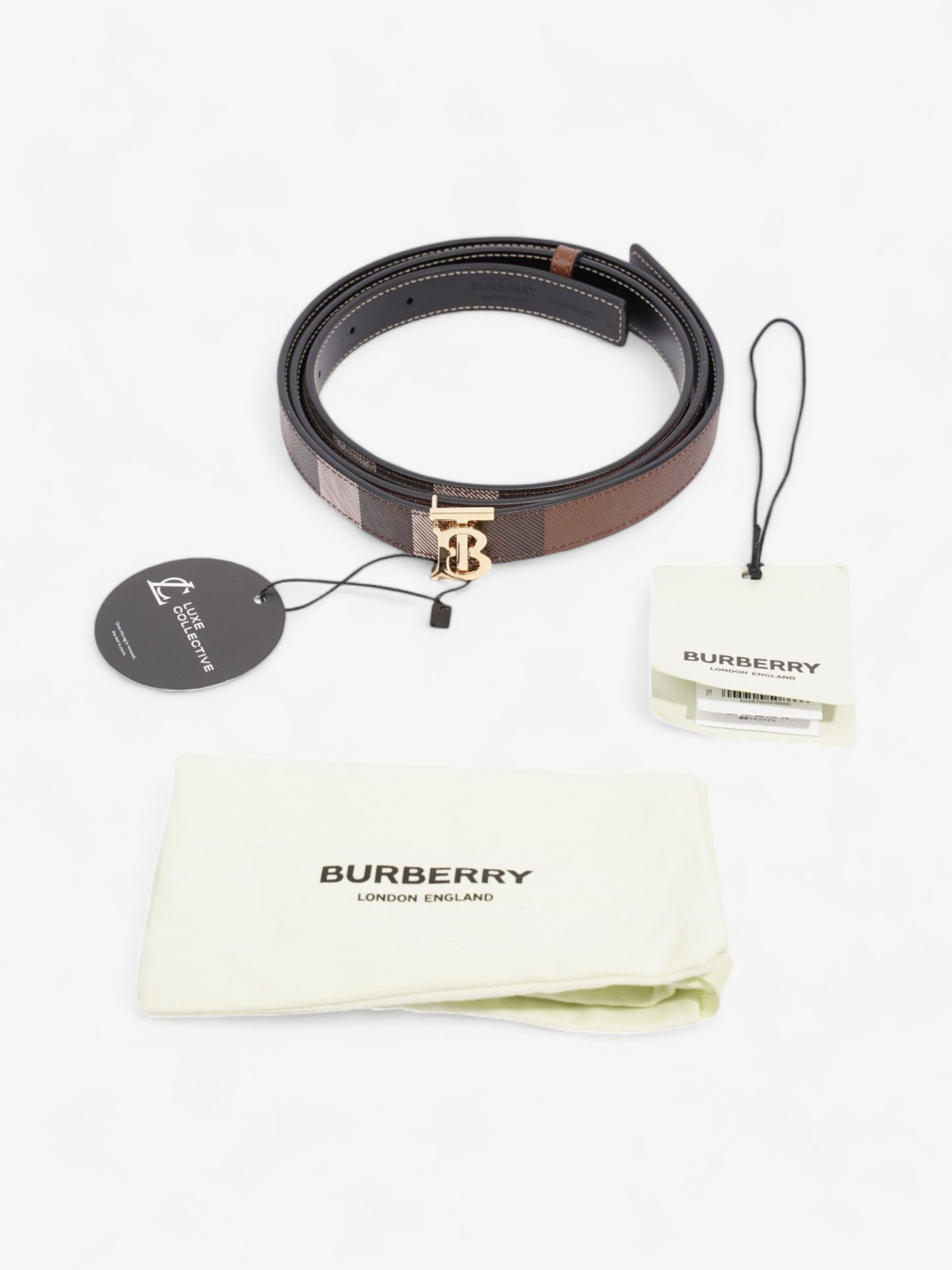 Burberry TB Belt Reversible Giant Check Belt Dark Birch Brown Canvas Large (134cm)