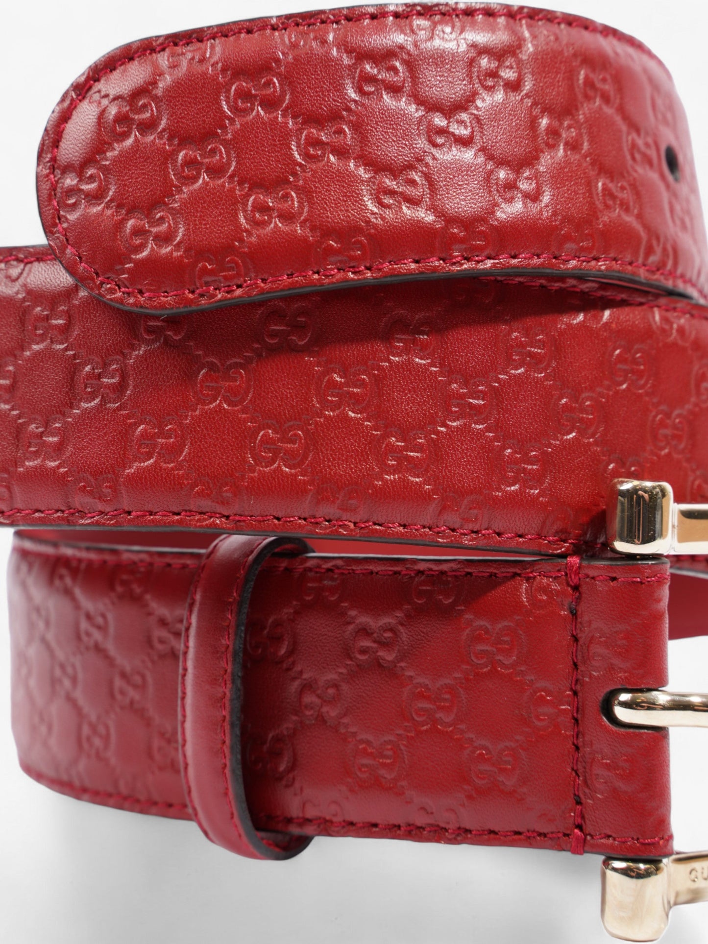 Gucci Buckle Belt Red Leather 80cm 32"