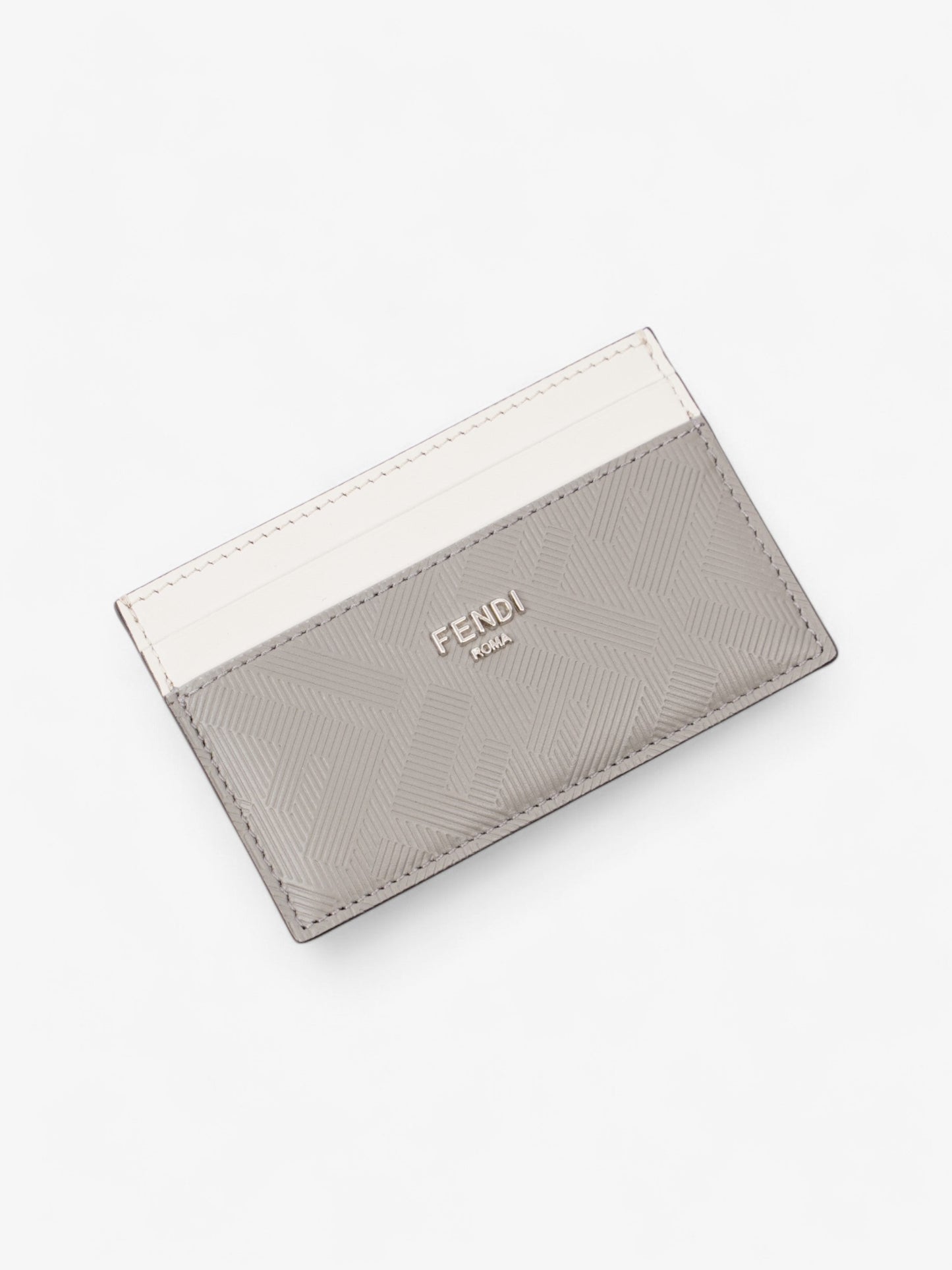 Fendi Shadow Card Holder Grey / Off White Leather